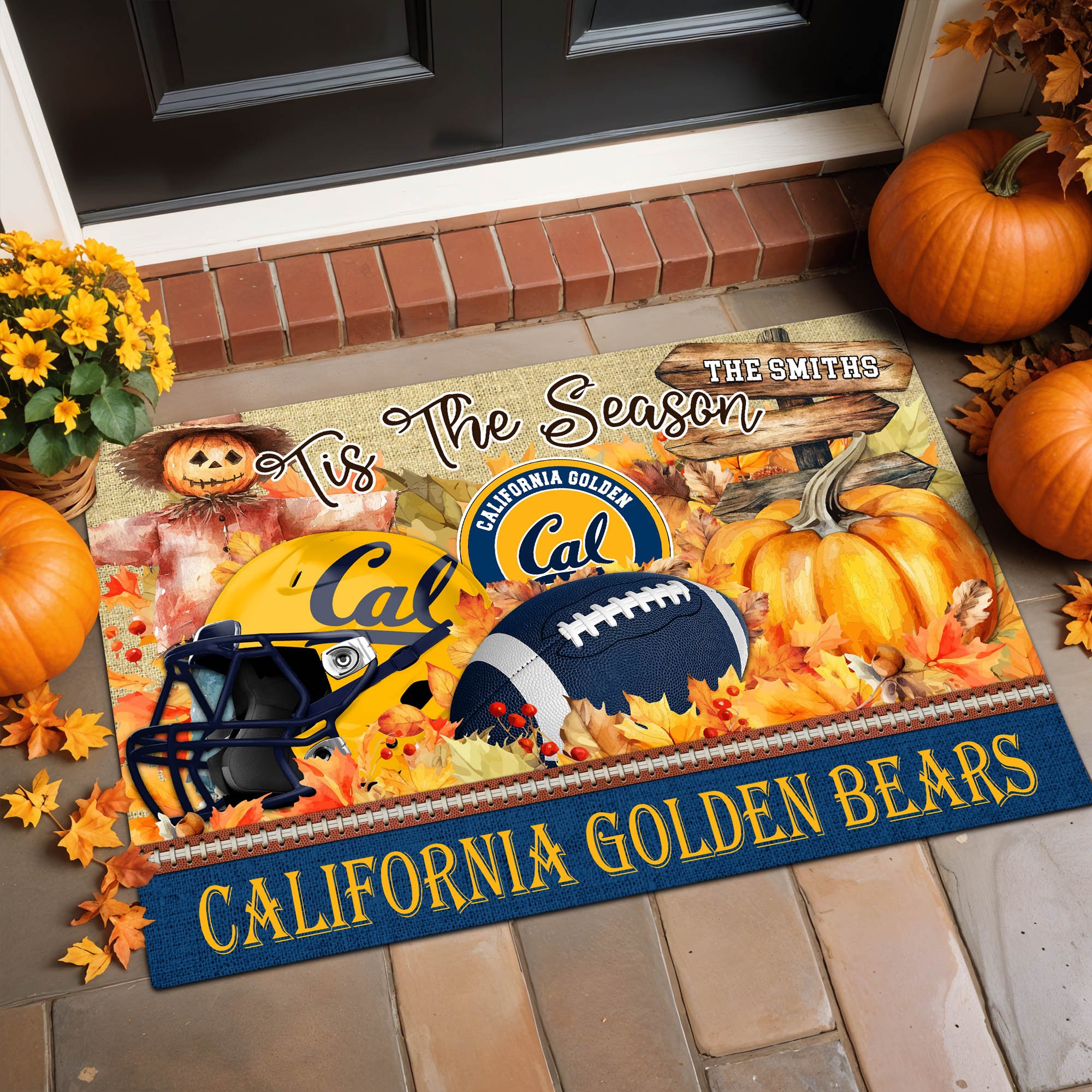 California Golden Bears Doormat Personalized Your Name, Sport Team And Pumpkin Doormat, Sport Home Decorations ETHY-60255