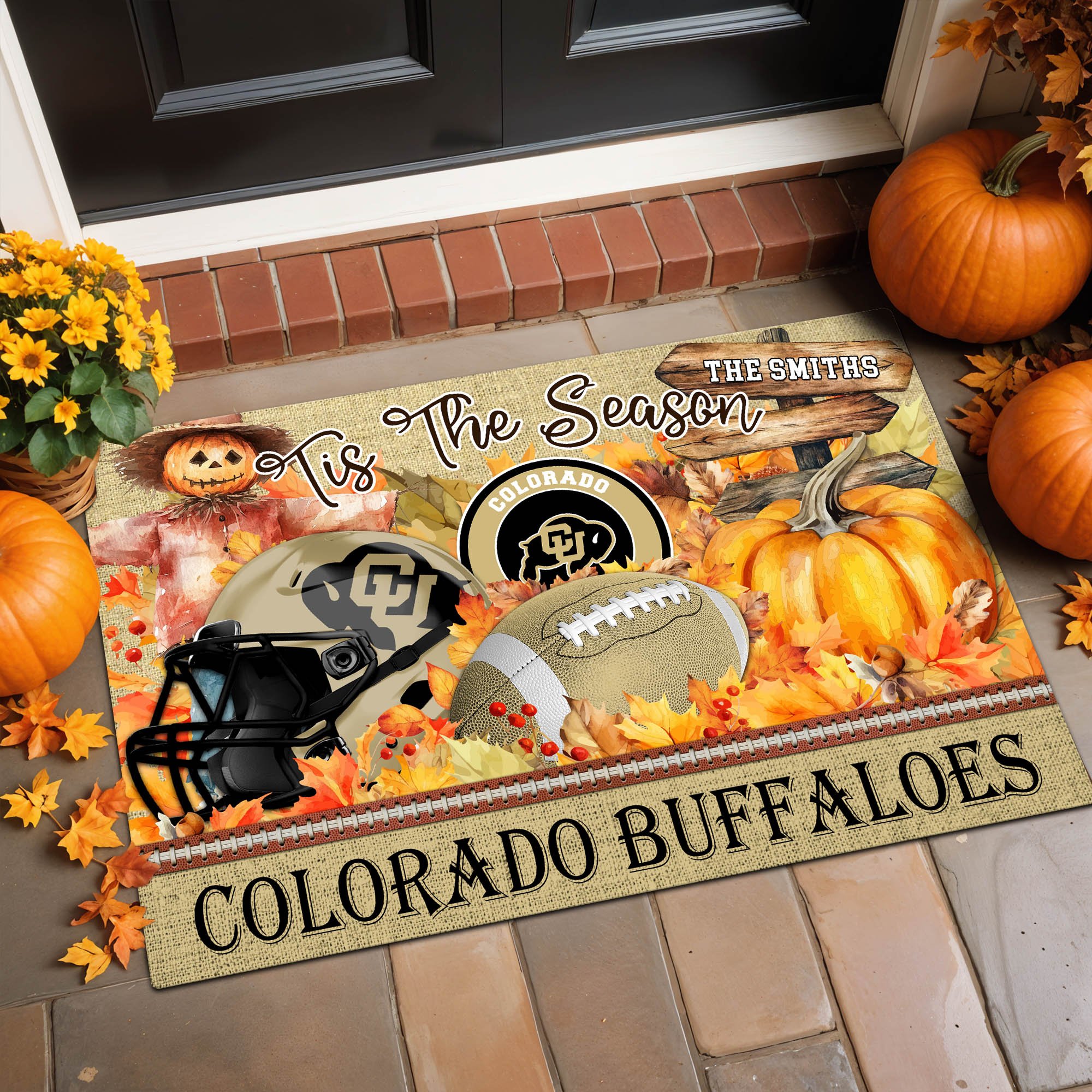 Colorado Buffaloes Doormat Personalized Your Name, Sport Team And Pumpkin Doormat, Sport Home Decorations ETHY-60255