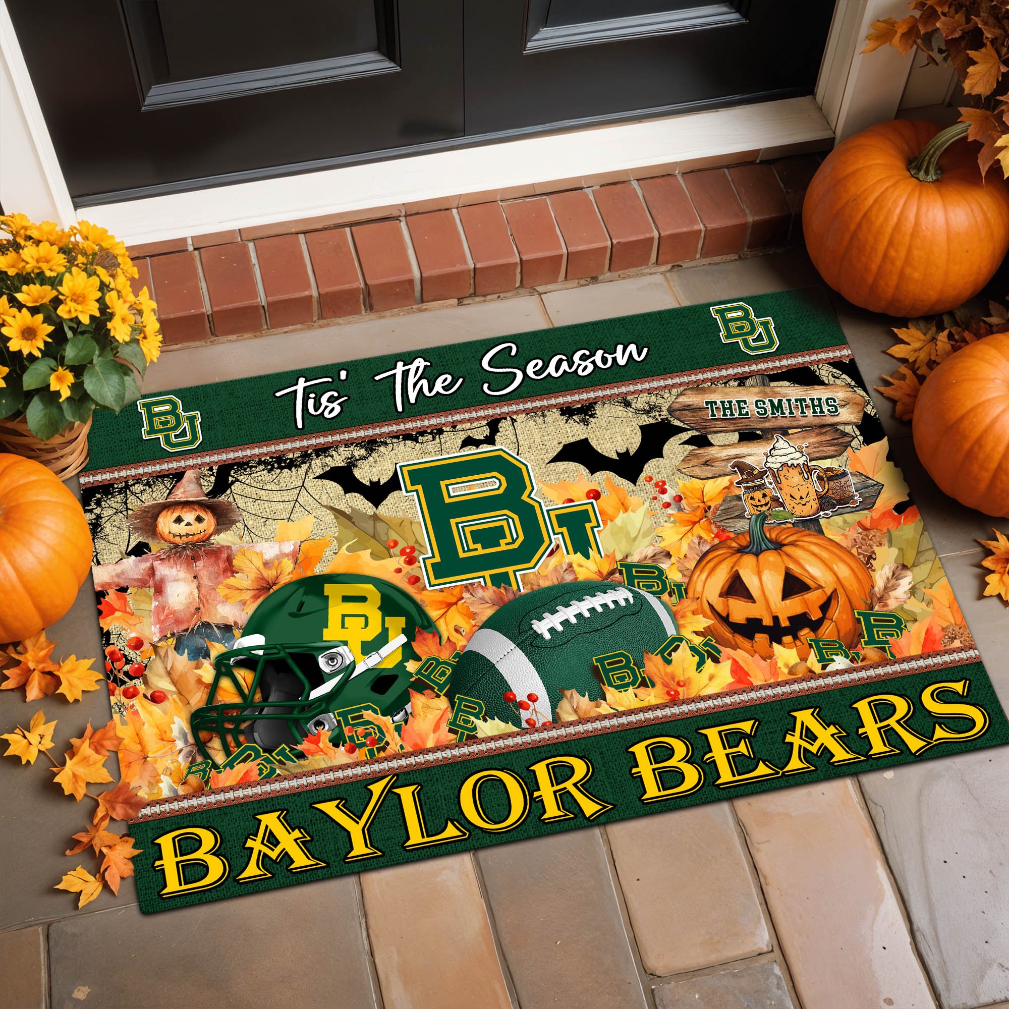 Baylor Bears Team Doormat Personalized Your Name, Tis' The Season Doormat, Sport Gifts, Home Decorations ETHY-60480