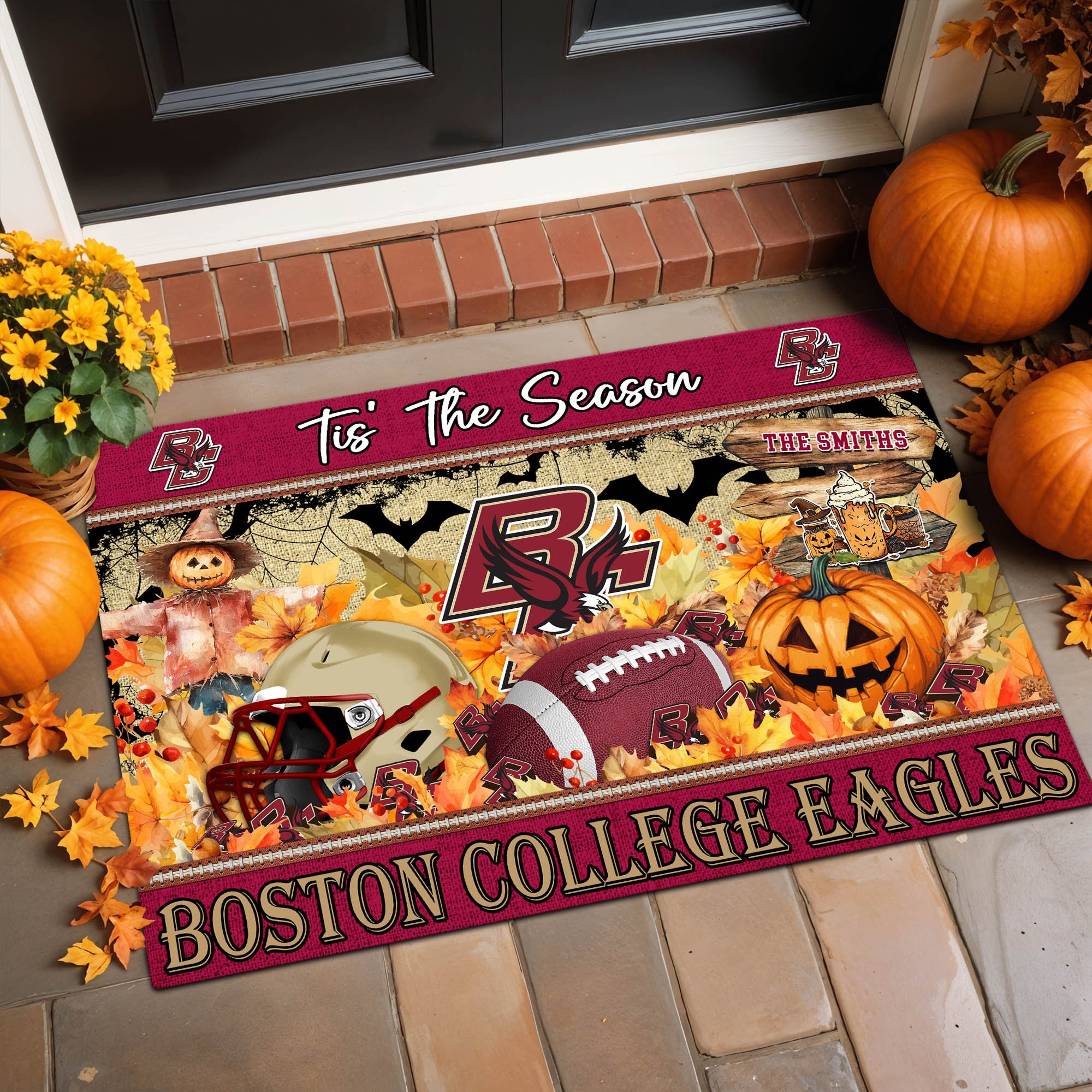 Boston College Eagles Team Doormat Personalized Your Name, Tis' The Season Doormat, Sport Gifts, Home Decorations ETHY-60480