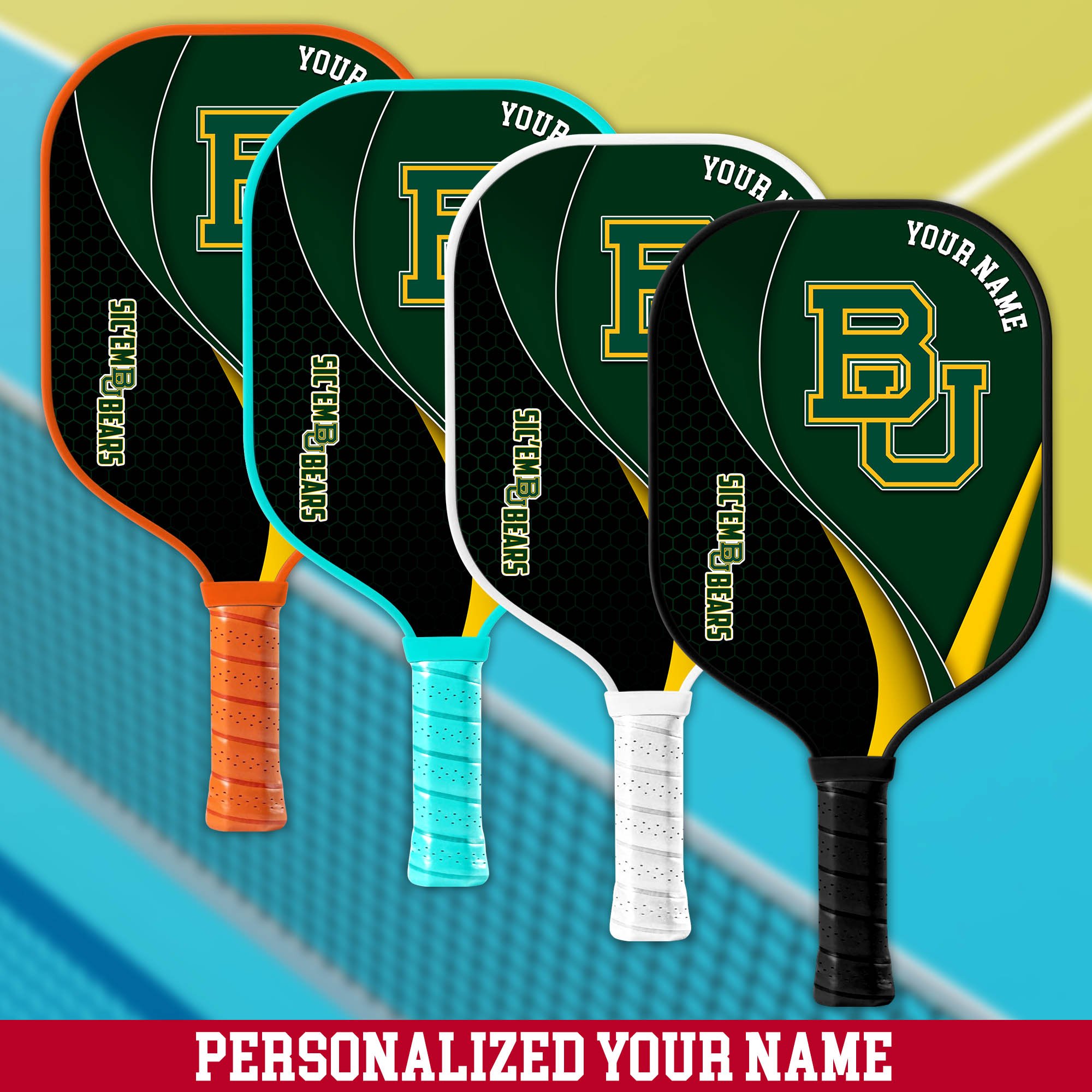 Baylor Bears Pickleball Paddles Personalized Your Name, Paddles For Pickleball Players, Pickleball Lover Gifts ETHY-60902