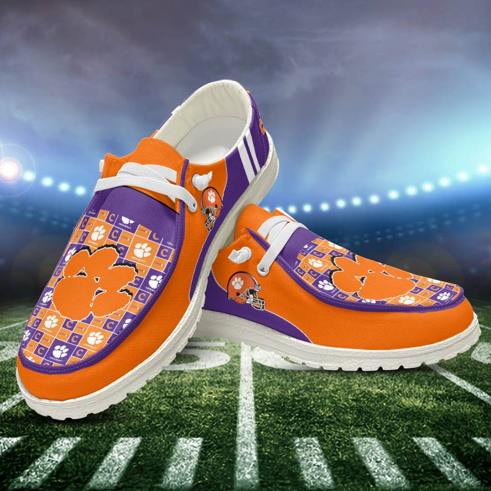 Clemson Tigers White Hey Dude Shoes, Football Team Hey Dudes For Fan, Football Fan Gifts, Sport Gifts ETHY-52552