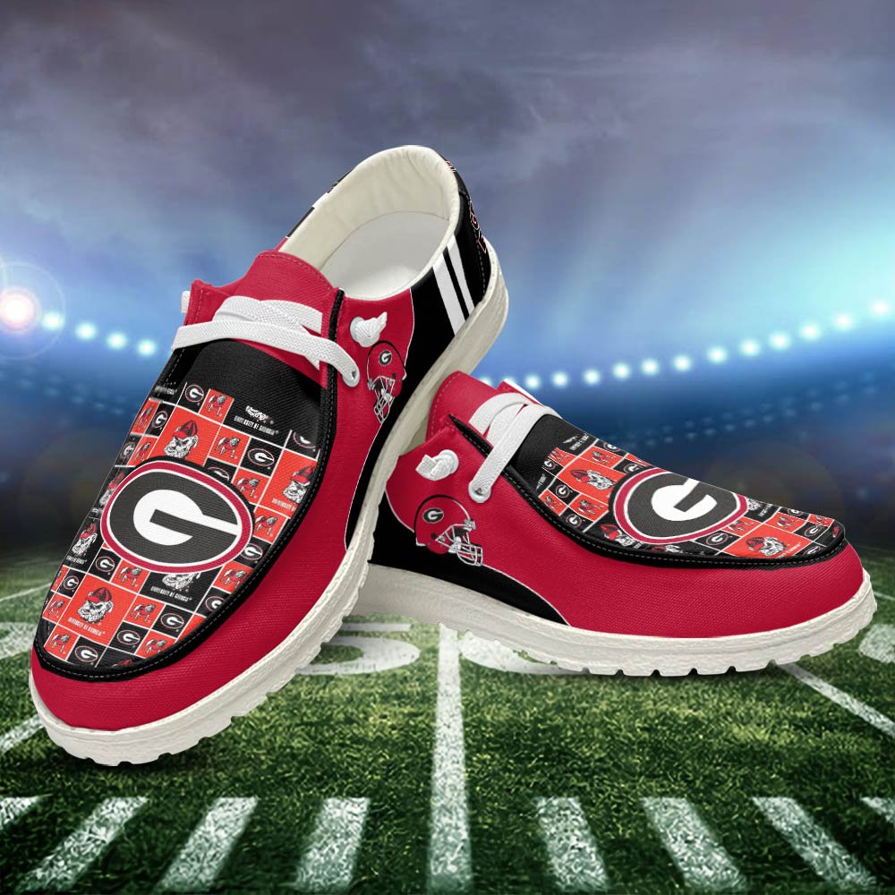 Georgia Bulldogs White Hey Dude Shoes, Football Team Hey Dudes For Fan, Football Fan Gifts, Sport Gifts ETHY-52552