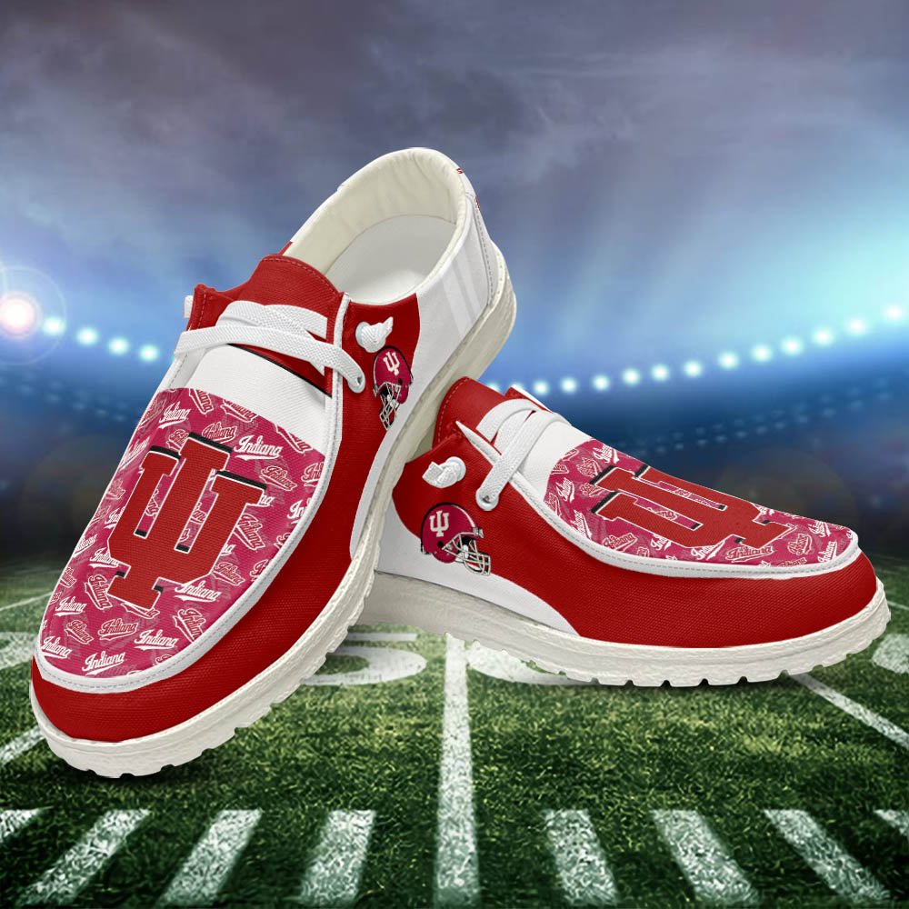 Indiana Hoosiers White Hey Dude Shoes, Football Team Hey Dudes For Fan, Football Fan Gifts, Sport Gifts ETHY-52552