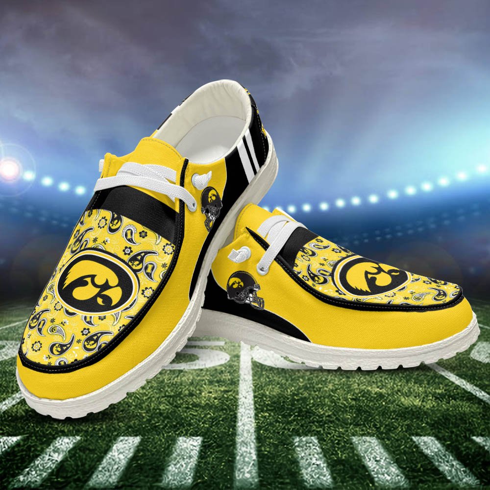 Iowa Hawkeyes White Hey Dude Shoes, Football Team Hey Dudes For Fan, Football Fan Gifts, Sport Gifts ETHY-52552