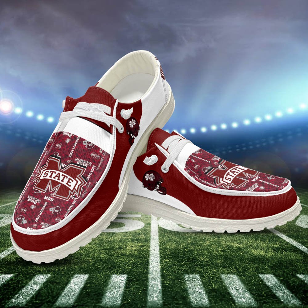 Mississippi State Bulldogs White Hey Dude Shoes, Football Team Hey Dudes For Fan, Football Fan Gifts, Sport Gifts ETHY-52552