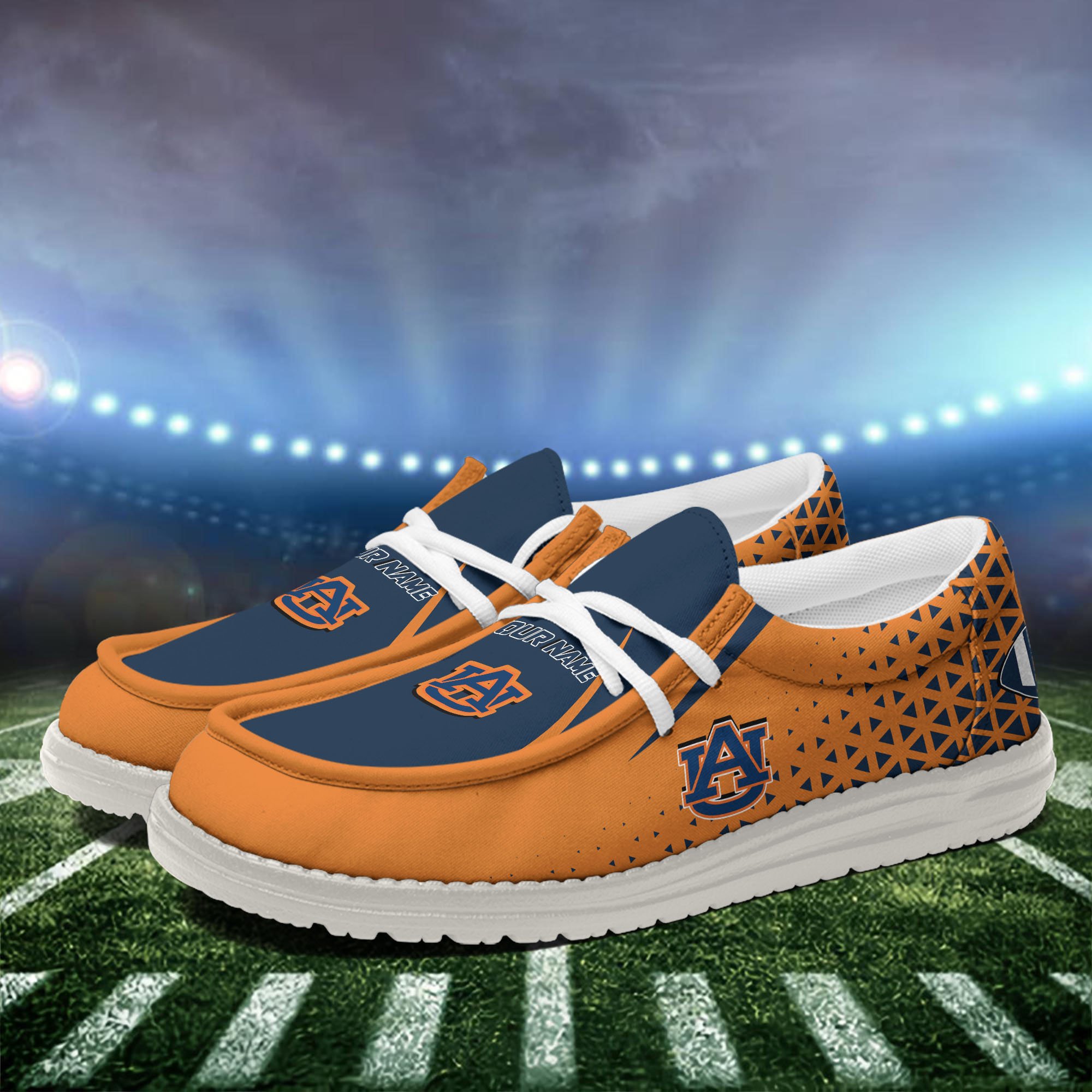 Auburn Tigers White Canvas Loafer Shoes Personalized Your Name, Football Team Shoes, Gift For Football Lovers ETHY-60928