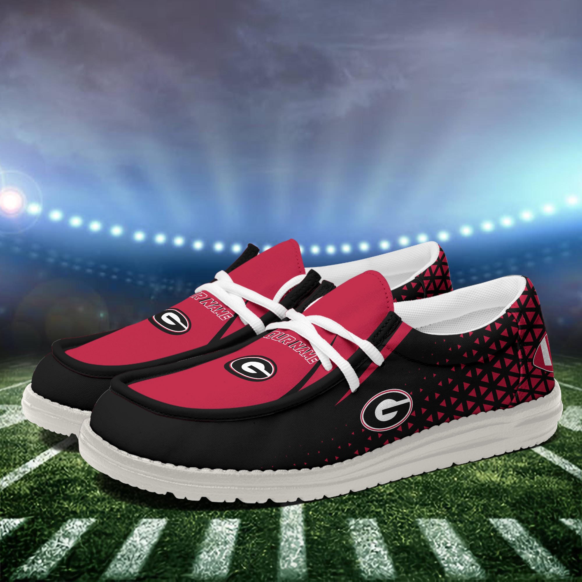 Georgia Bulldogs White Canvas Loafer Shoes Personalized Your Name, Football Team Shoes, Gift For Football Lovers ETHY-60928