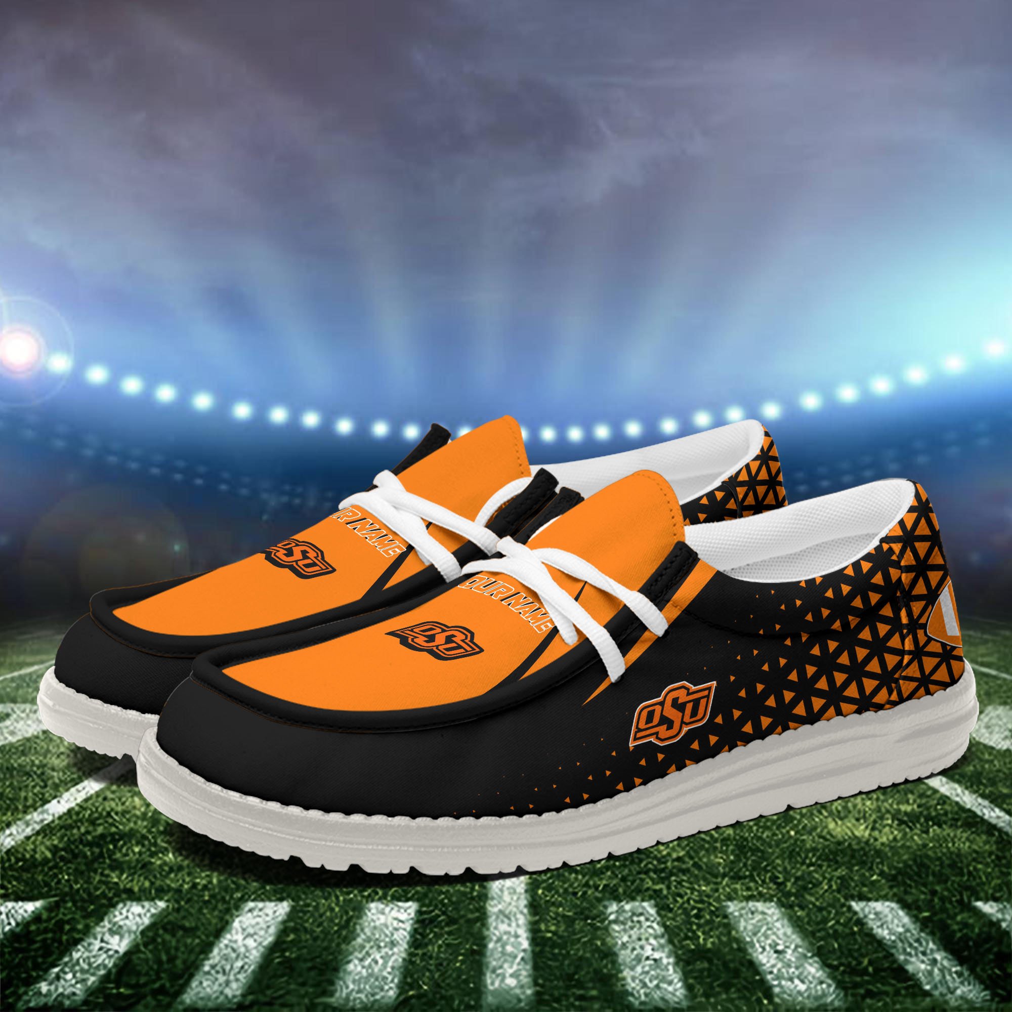 Oklahoma State Cowboys White Canvas Loafer Shoes Personalized Your Name, Football Team Shoes, Gift For Football Lovers ETHY-60928