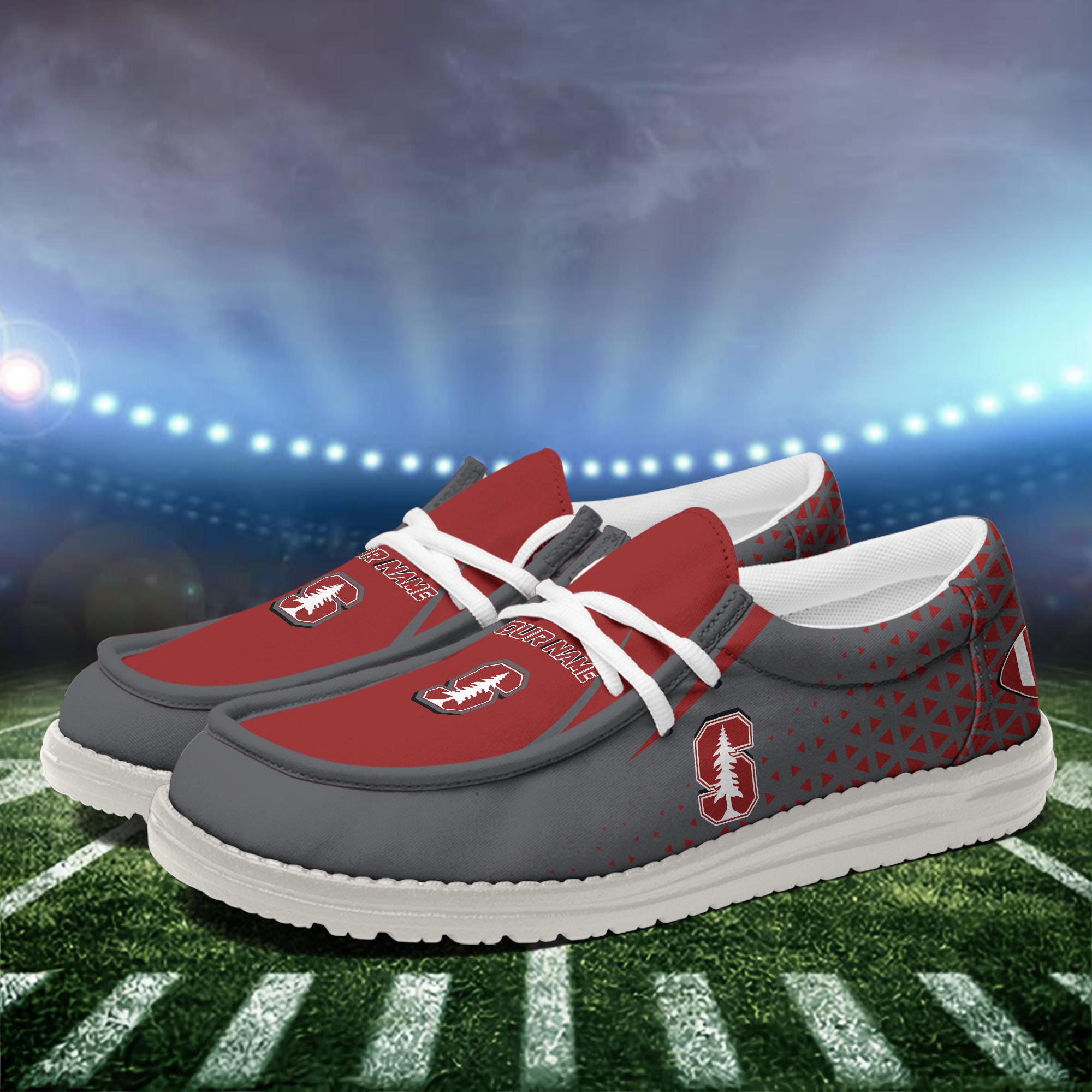 Stanford Cardinal White Canvas Loafer Shoes Personalized Your Name, Football Team Shoes, Gift For Football Lovers ETHY-60928