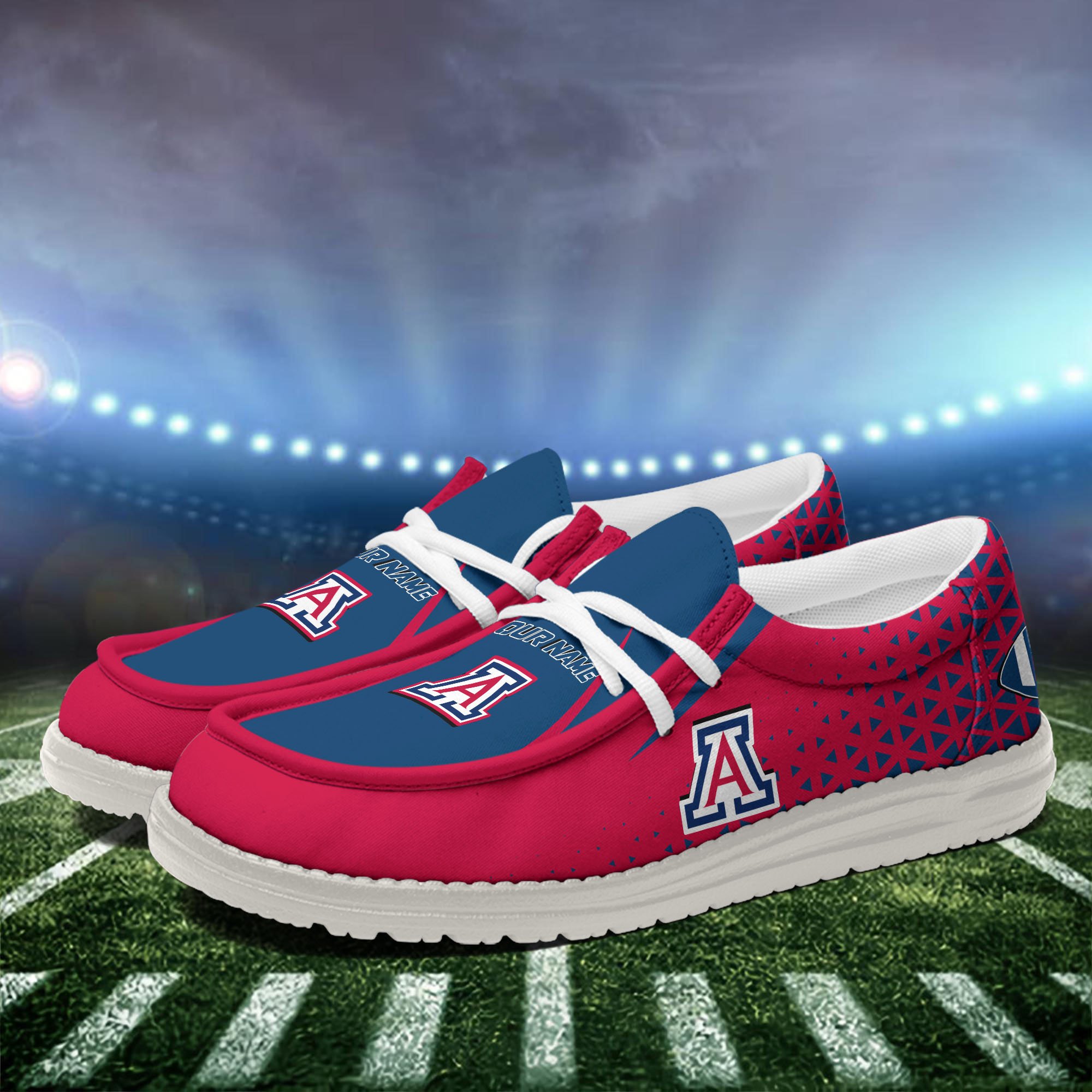 Arizona Wildcats White Canvas Loafer Shoes Personalized Your Name, Football Team Shoes, Gift For Football Lovers ETHY-60928