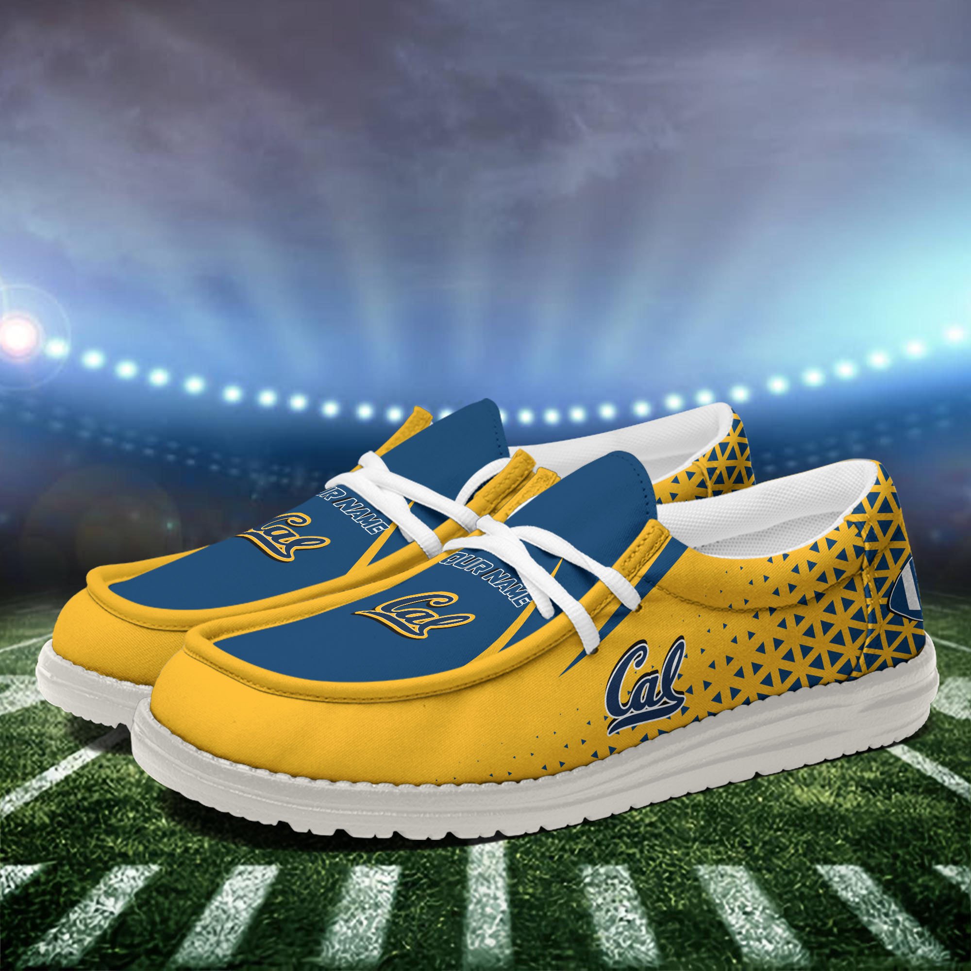 California Golden Bears White Canvas Loafer Shoes Personalized Your Name, Football Team Shoes, Gift For Football Lovers ETHY-60928