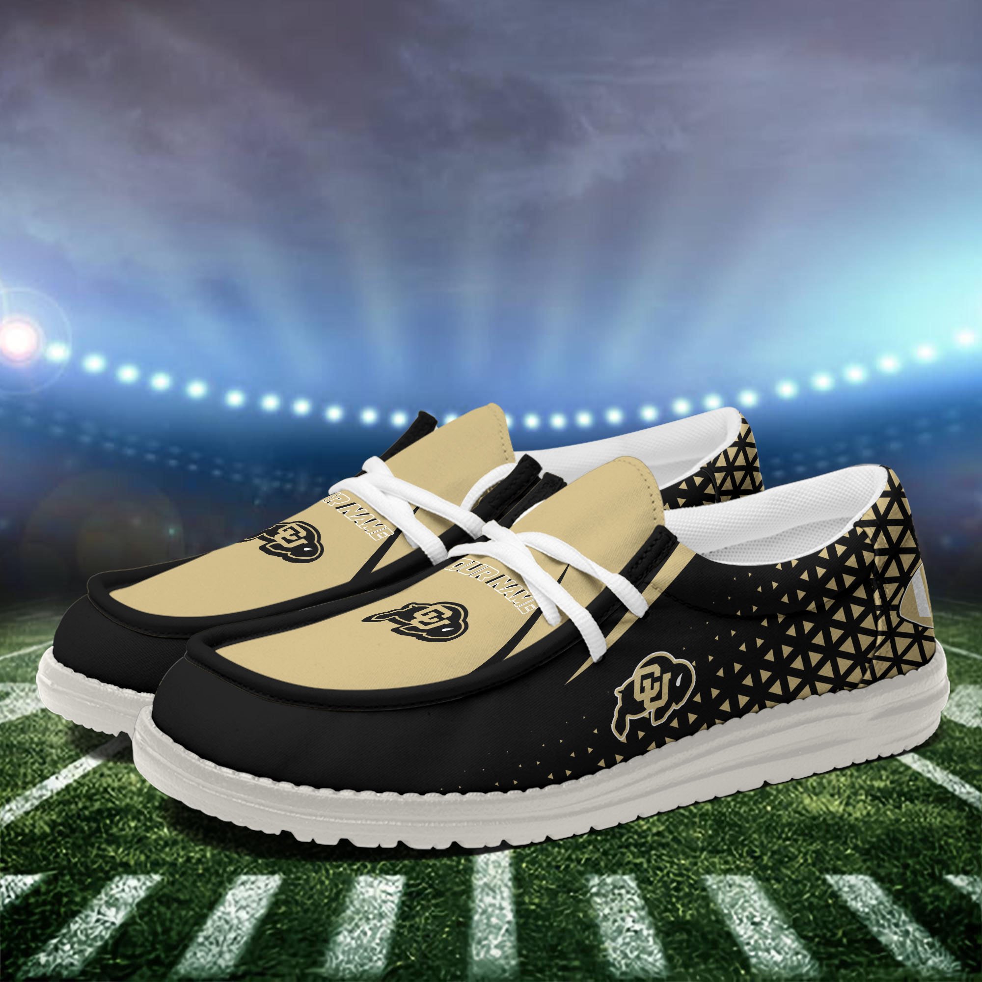 Colorado Buffaloes White Canvas Loafer Shoes Personalized Your Name, Football Team Shoes, Gift For Football Lovers ETHY-60928