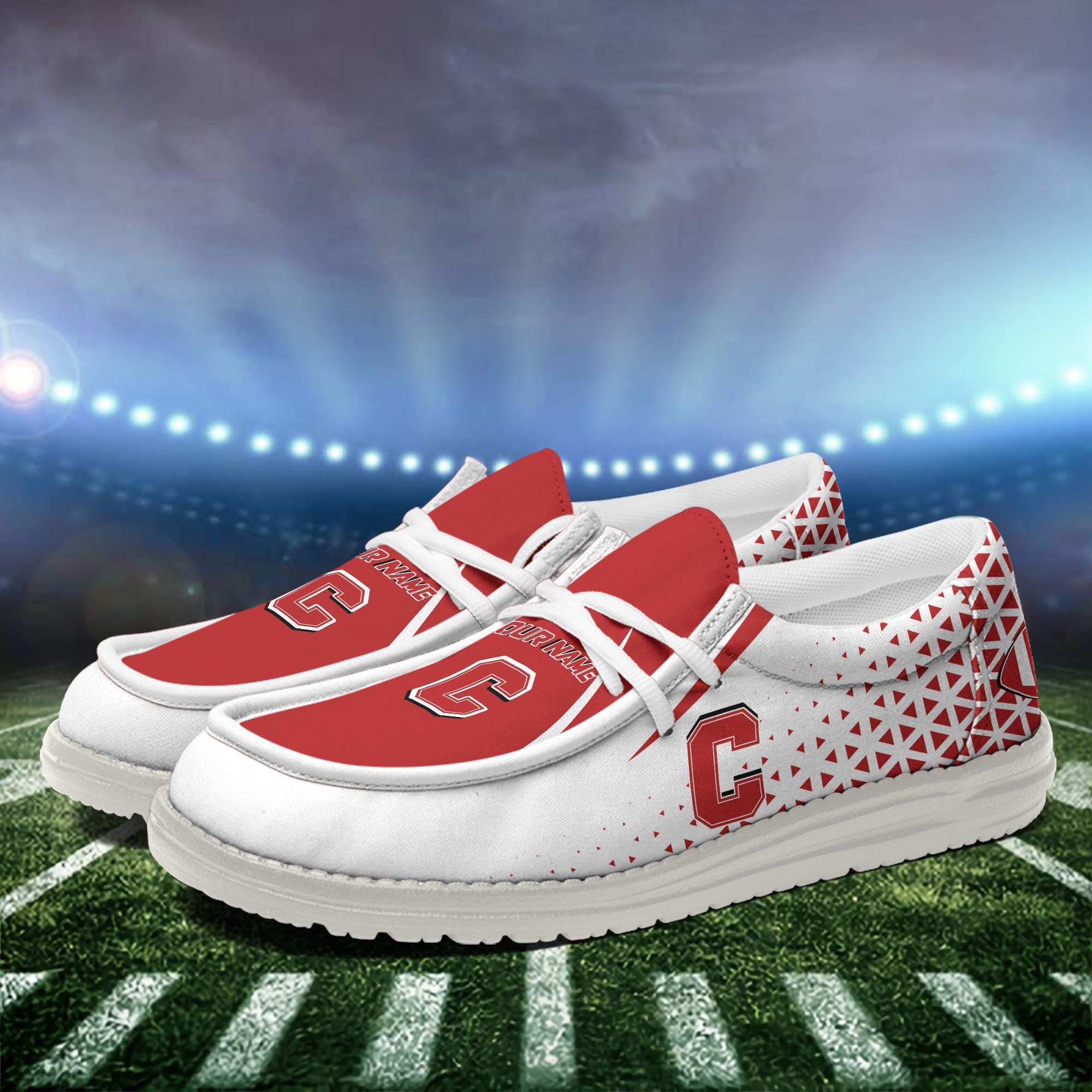 Cornell Big Red White Canvas Loafer Shoes Personalized Your Name, Football Team Shoes, Gift For Football Lovers ETHY-60928