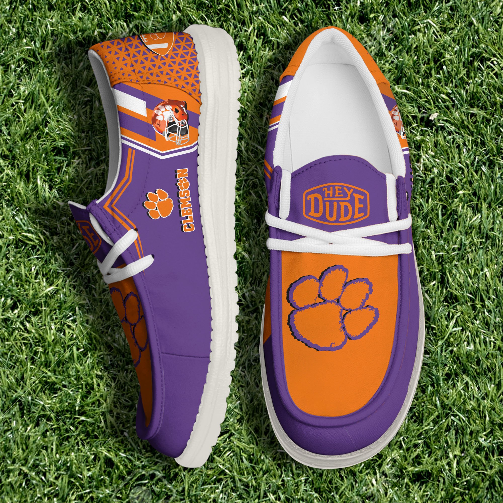 Clemson Tigers White Canvas Loafer Shoes Personalized Your Name, Shoes For Football Lovers, Gift For Fans ETHY-60925