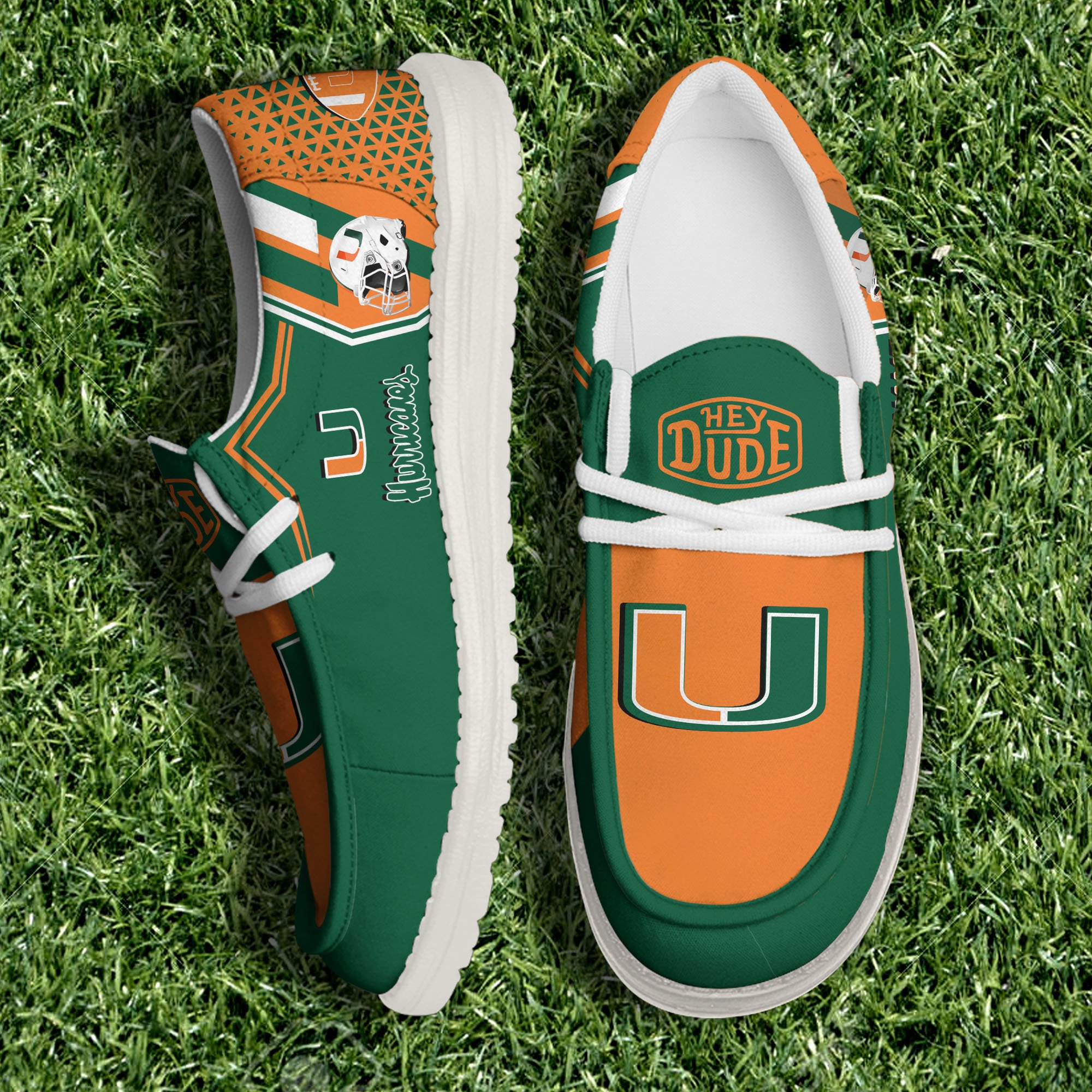 Miami Hurricanes White Canvas Loafer Shoes Personalized Your Name, Shoes For Football Lovers, Gift For Fans ETHY-60925