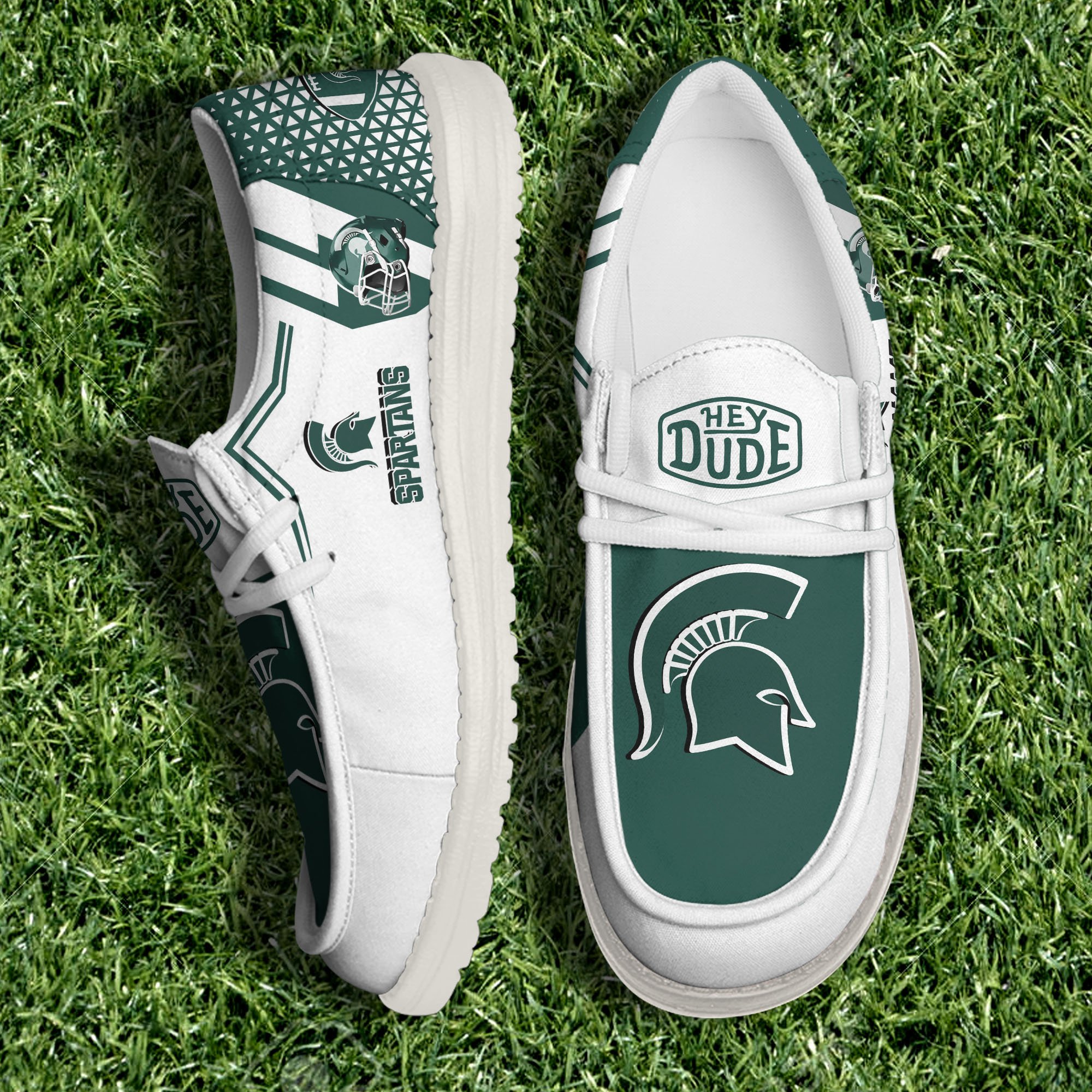 Michigan State Spartans White Canvas Loafer Shoes Personalized Your Name, Shoes For Football Lovers, Gift For Fans ETHY-60925