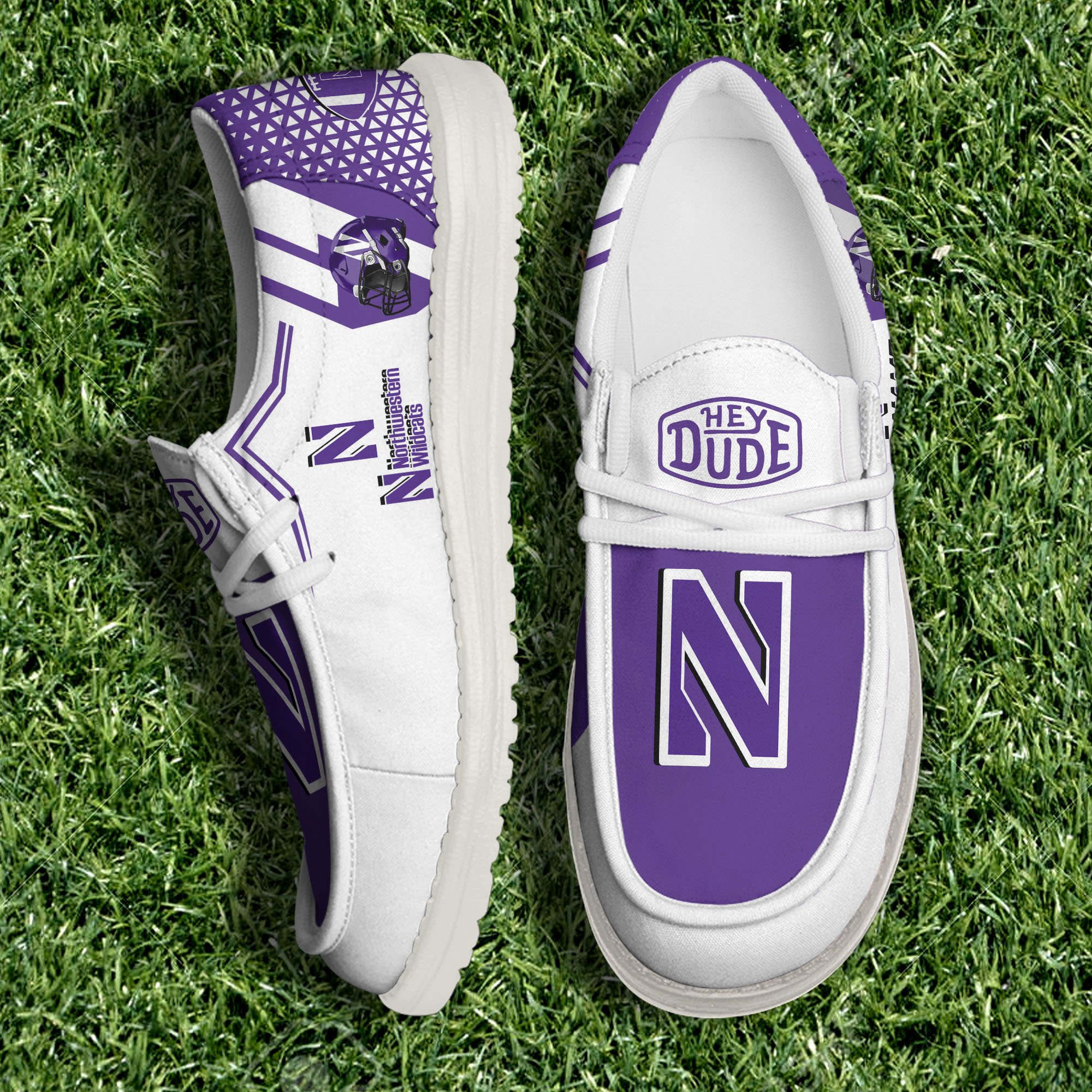 Northwestern Wildcats White Canvas Loafer Shoes Personalized Your Name, Shoes For Football Lovers, Gift For Fans ETHY-60925