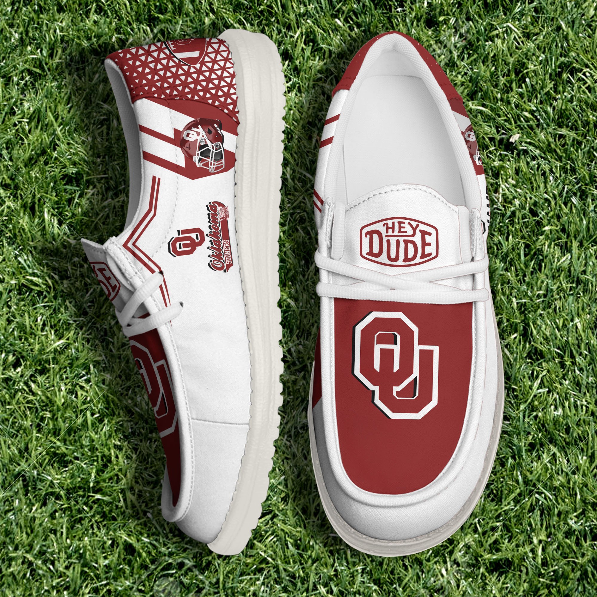 Oklahoma Sooners White Canvas Loafer Shoes Personalized Your Name, Shoes For Football Lovers, Gift For Fans ETHY-60925