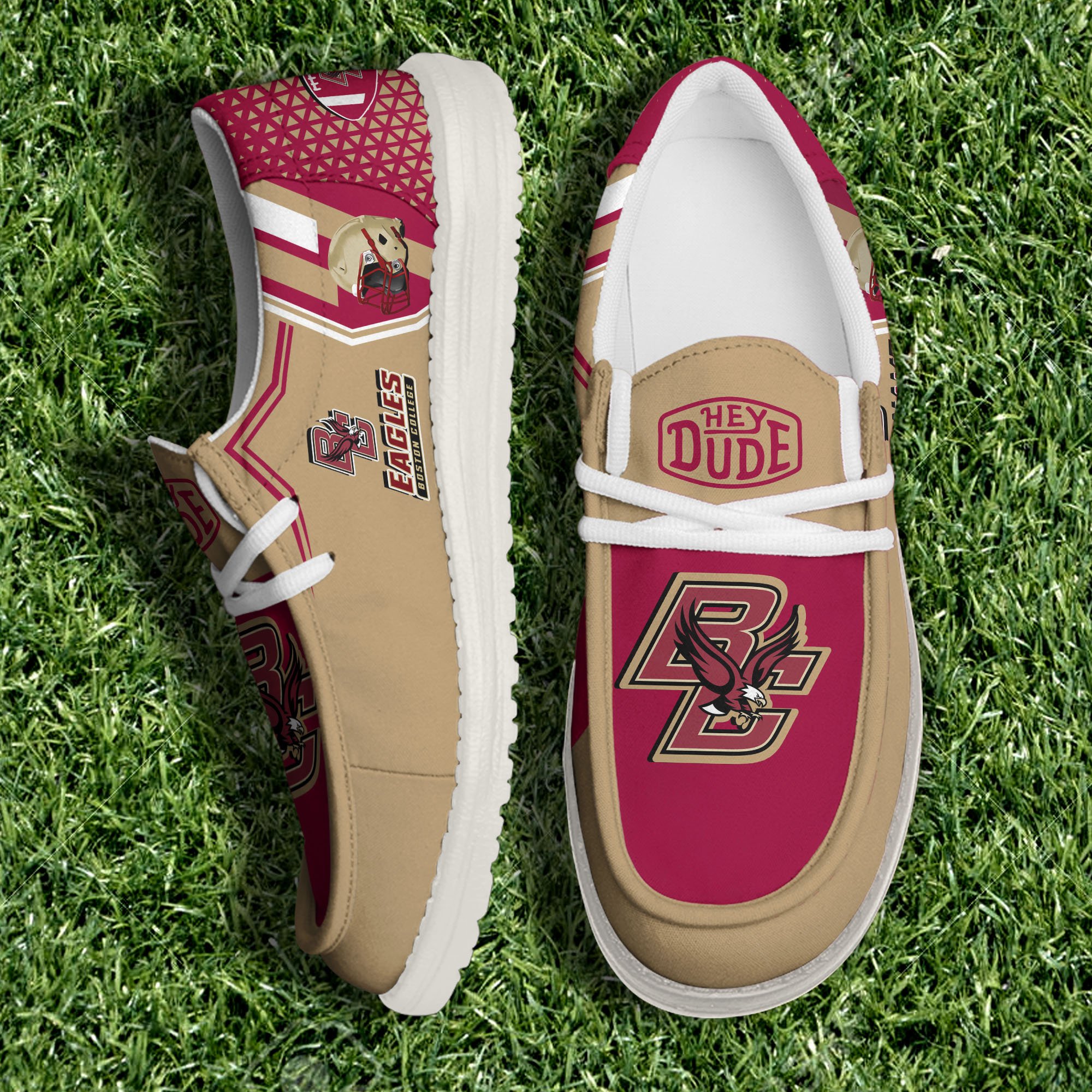 Boston College Eagles White Canvas Loafer Shoes Personalized Your Name, Shoes For Football Lovers, Gift For Fans ETHY-60925