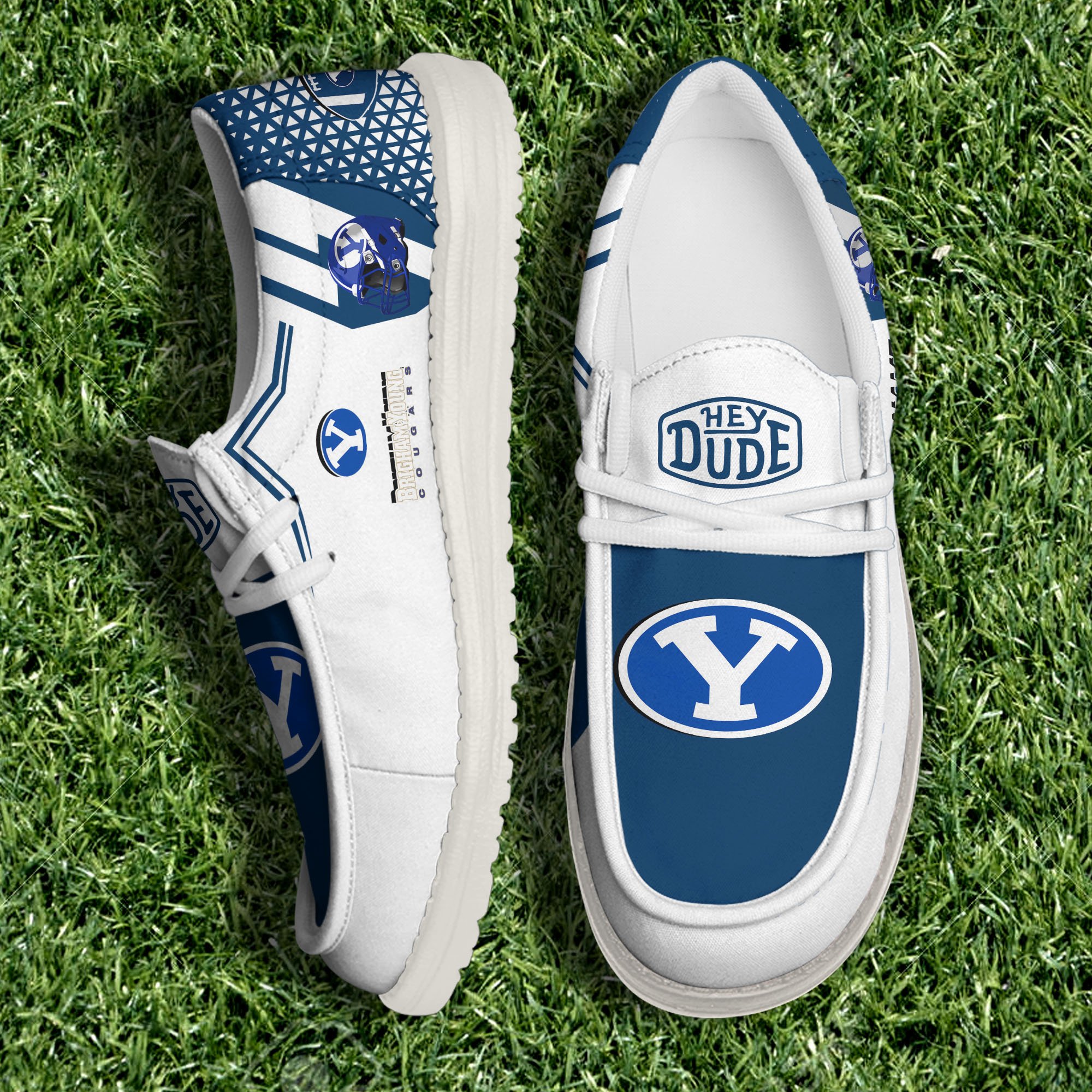 BYU Cougars White Canvas Loafer Shoes Personalized Your Name, Shoes For Football Lovers, Gift For Fans ETHY-60925