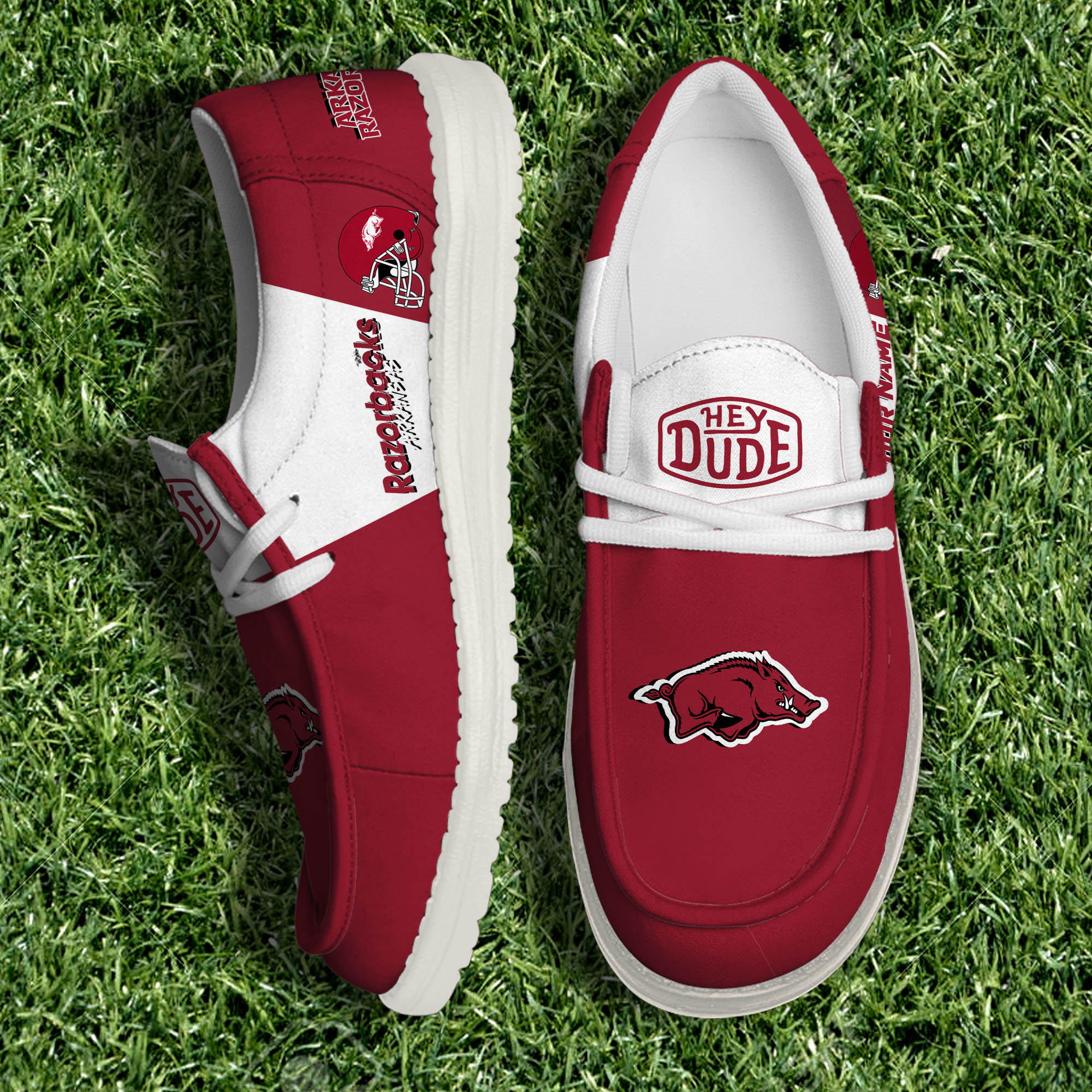 Arkansas Razorbacks White Canvas Loafer Personalized Your Name, Sport Team, Sport Gifts ETHY-61003