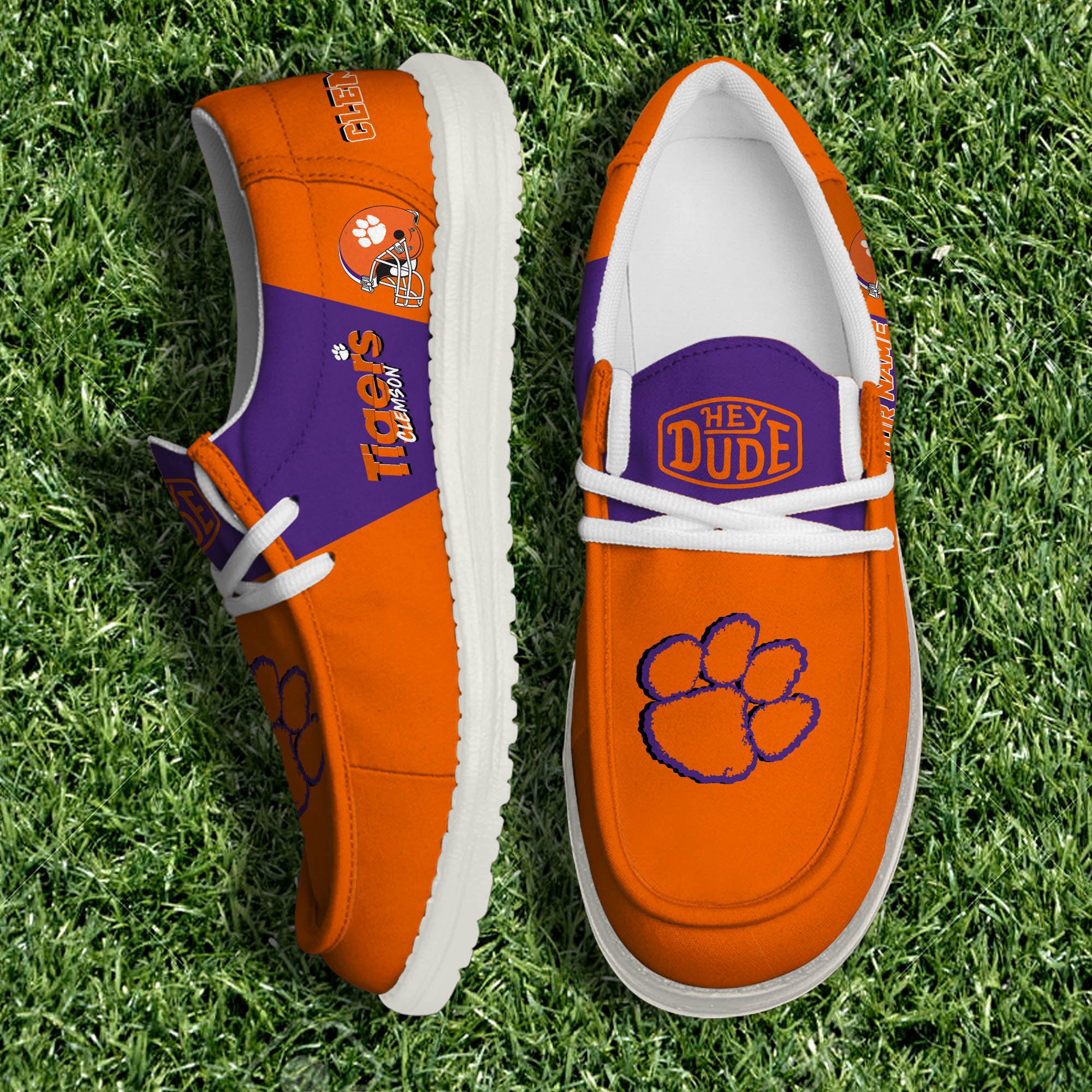 Clemson Tigers White Canvas Loafer Personalized Your Name, Sport Team, Sport Gifts ETHY-61003