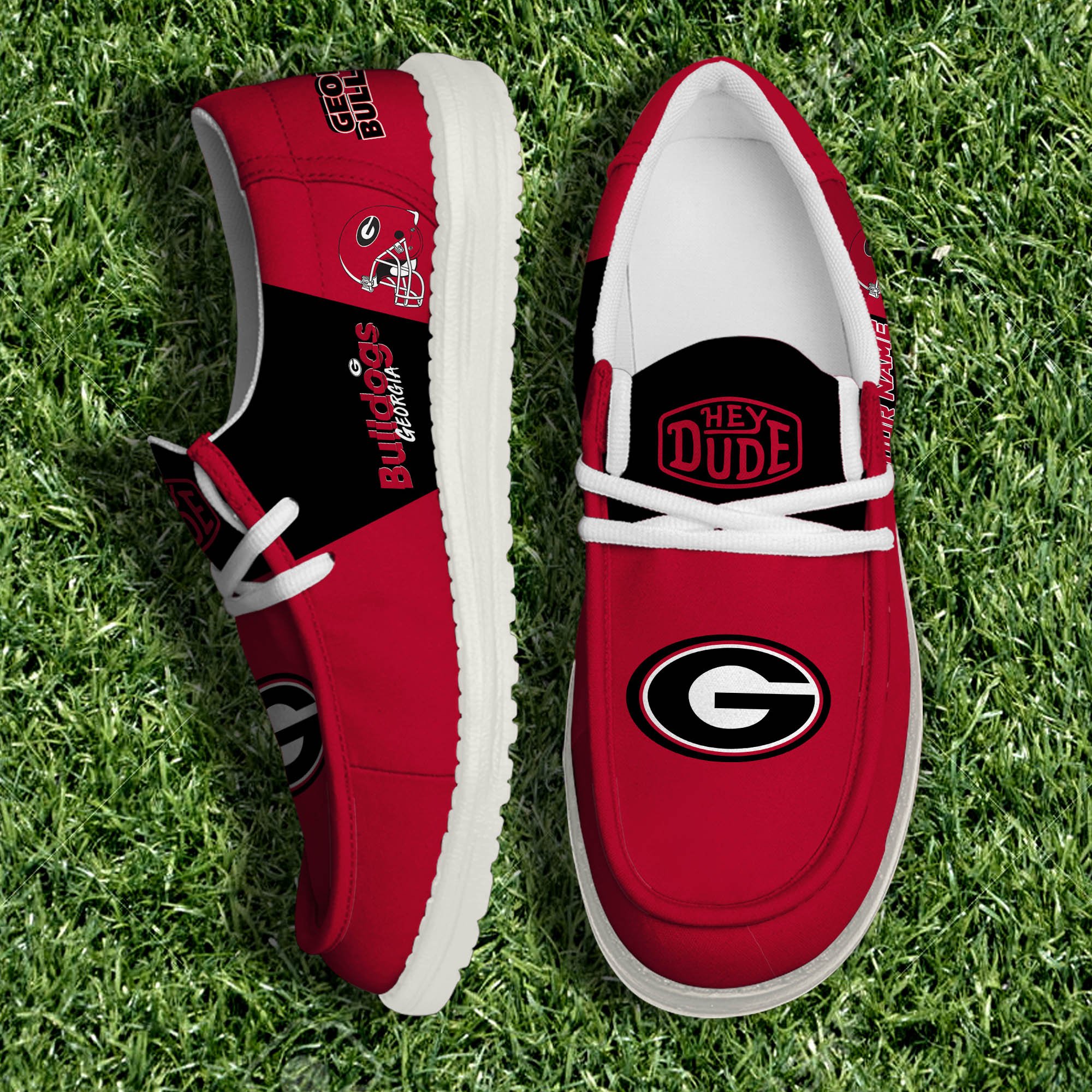 Georgia Bulldogs White Canvas Loafer Personalized Your Name, Sport Team, Sport Gifts ETHY-61003