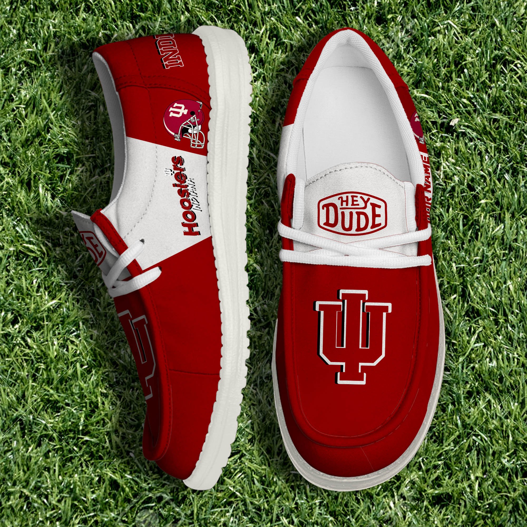 Indiana Hoosiers White Canvas Loafer Personalized Your Name, Sport Team, Sport Gifts ETHY-61003