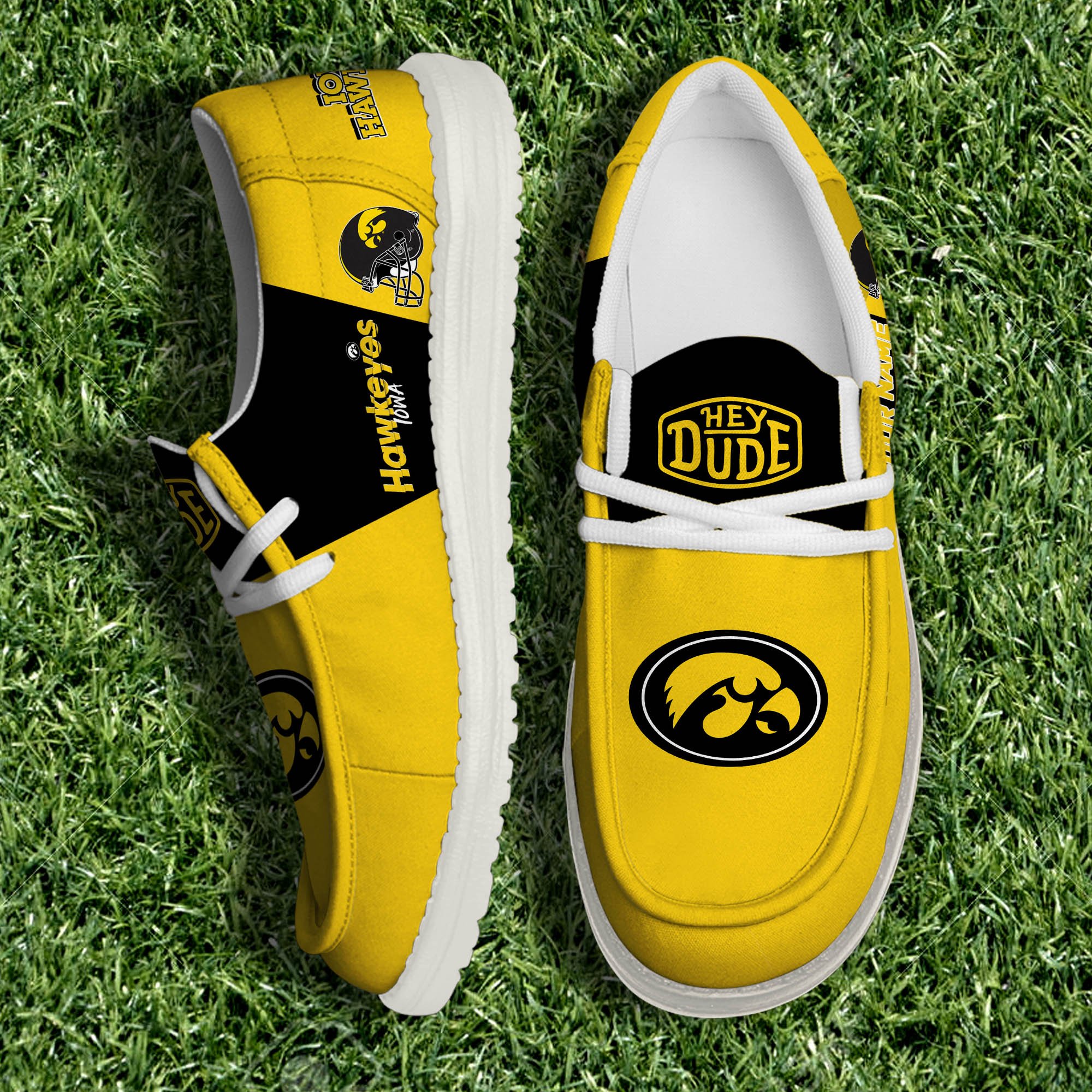 Iowa Hawkeyes White Canvas Loafer Personalized Your Name, Sport Team, Sport Gifts ETHY-61003