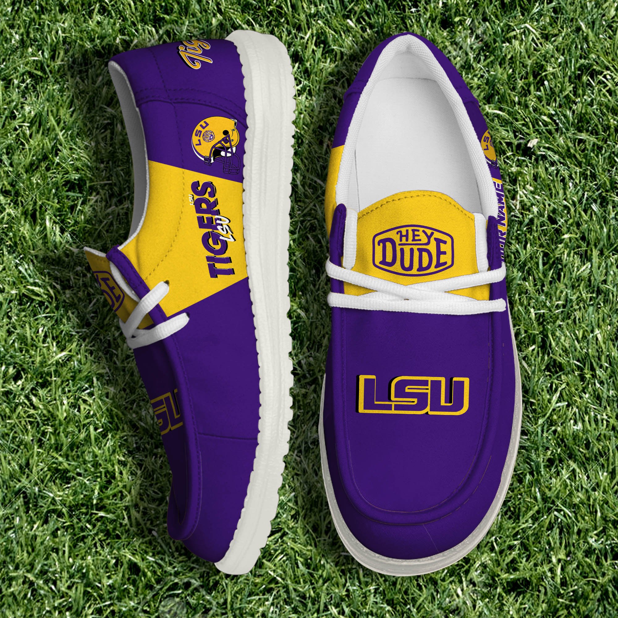 LSU TIGERS White Canvas Loafer Personalized Your Name, Sport Team, Sport Gifts ETHY-61003