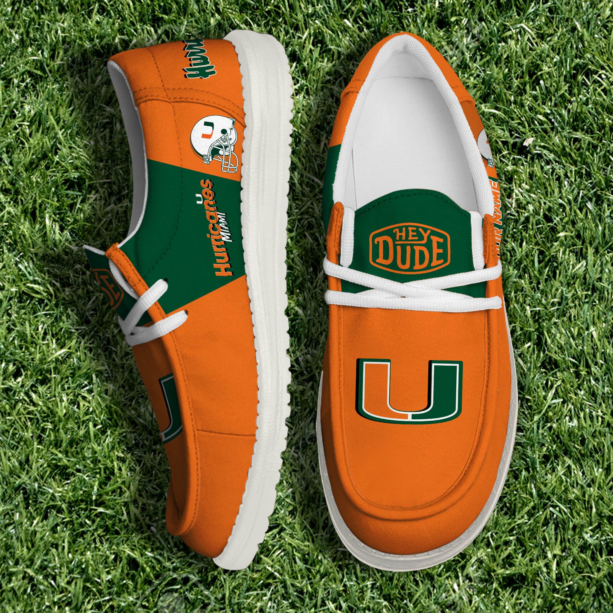 Miami Hurricanes White Canvas Loafer Personalized Your Name, Sport Team, Sport Gifts ETHY-61003