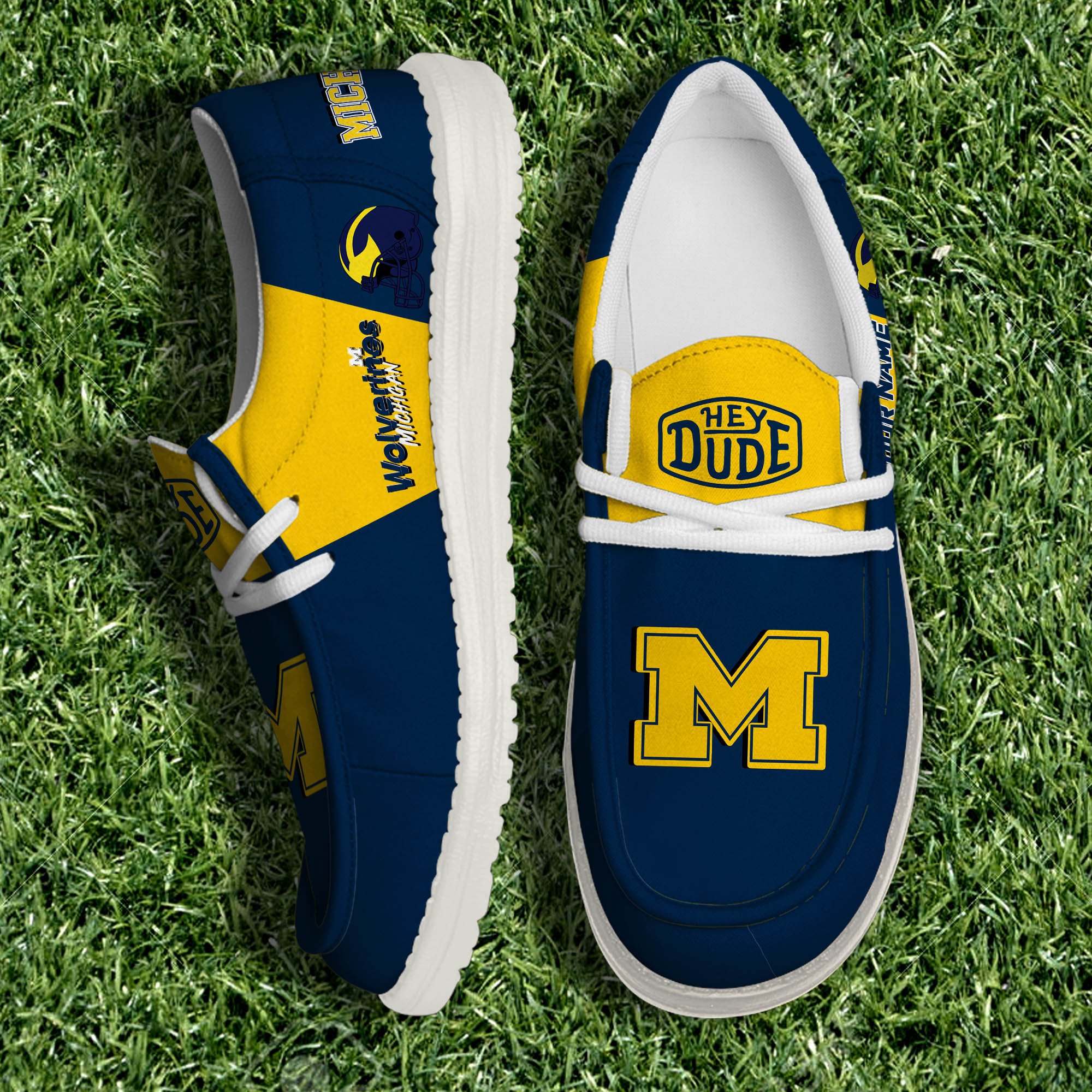 Michigan Wolverines White Canvas Loafer Personalized Your Name, Sport Team, Sport Gifts ETHY-61003