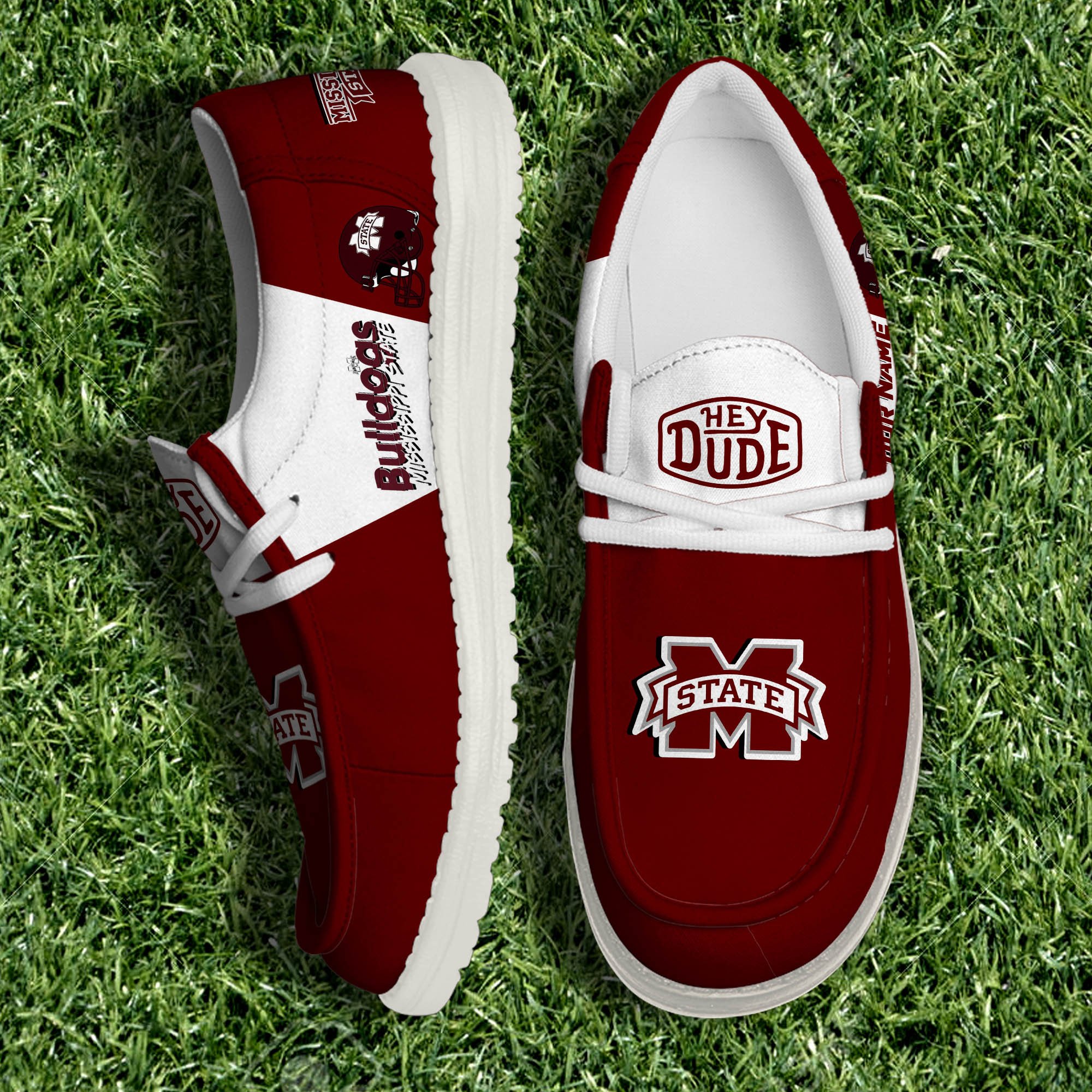 Mississippi State Bulldogs White Canvas Loafer Personalized Your Name, Sport Team, Sport Gifts ETHY-61003