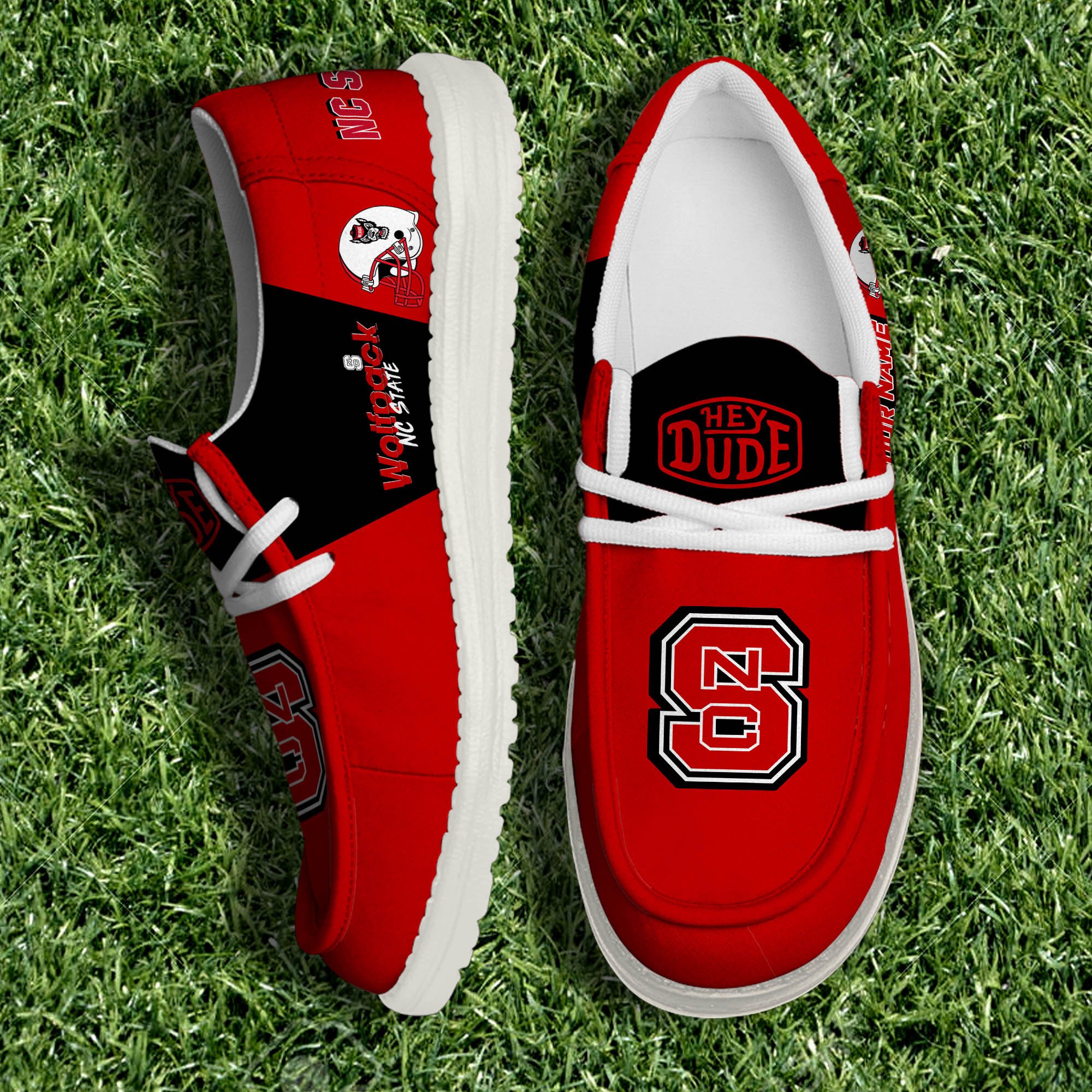 NC State Wolfpack White Canvas Loafer Personalized Your Name, Sport Team, Sport Gifts ETHY-61003