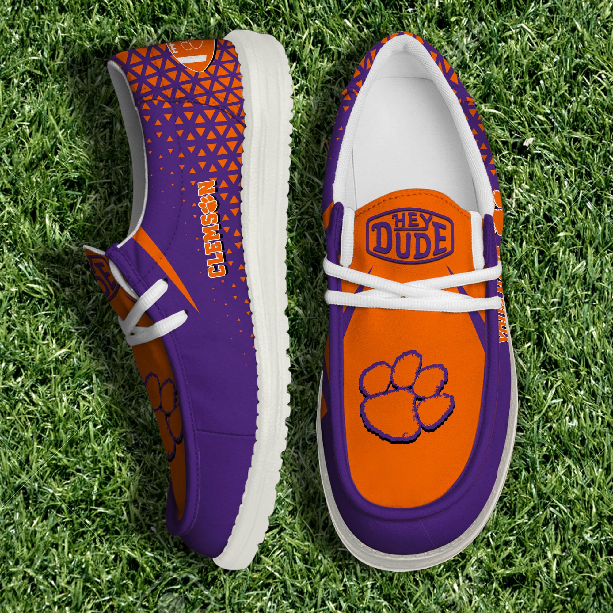 Clemson Tigers White Canvas Loafer Shoes Personalized Your Name, Sport Shoes For Fan, Sport Gifts ETHY-61033