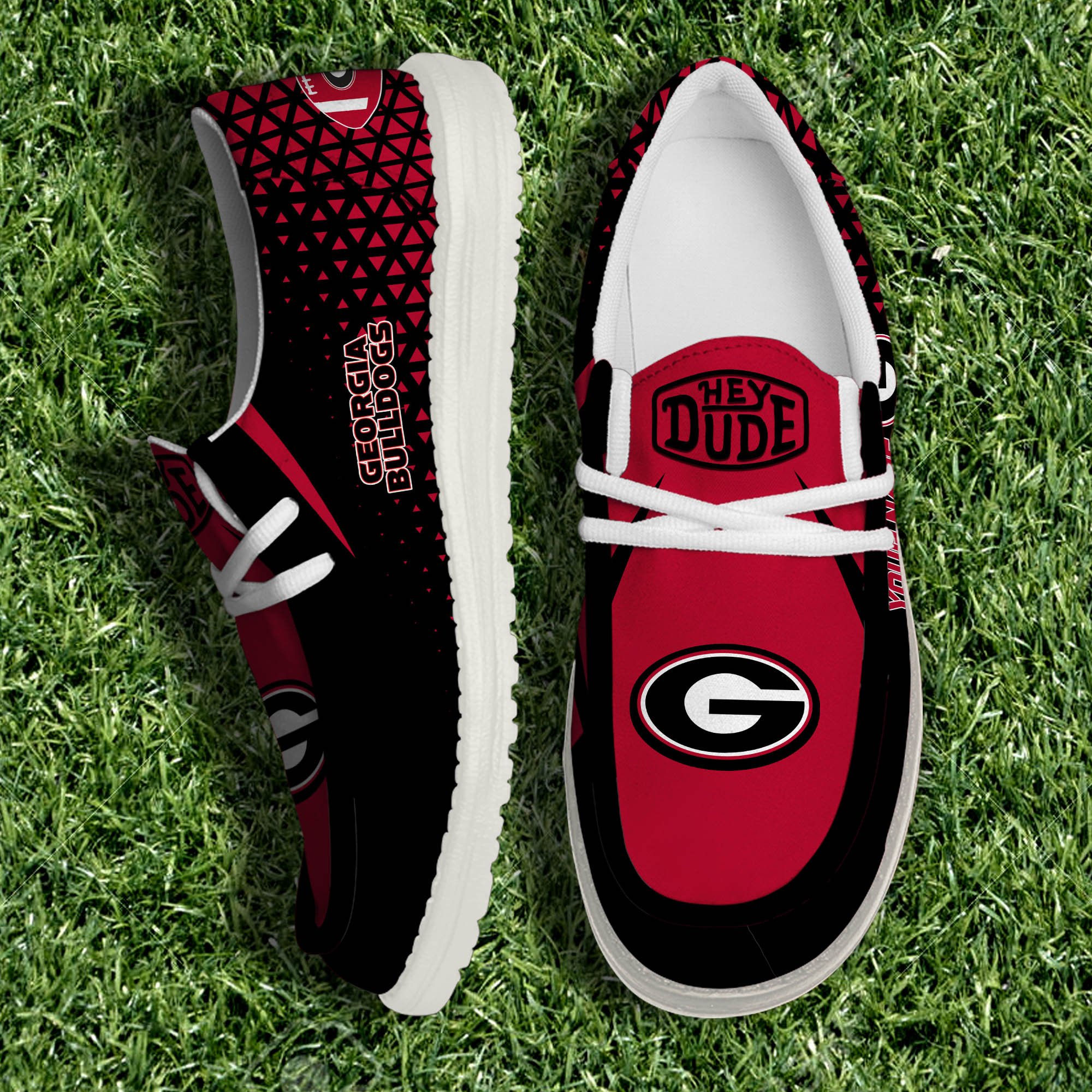 Georgia Bulldogs White Canvas Loafer Shoes Personalized Your Name, Sport Shoes For Fan, Sport Gifts ETHY-61033