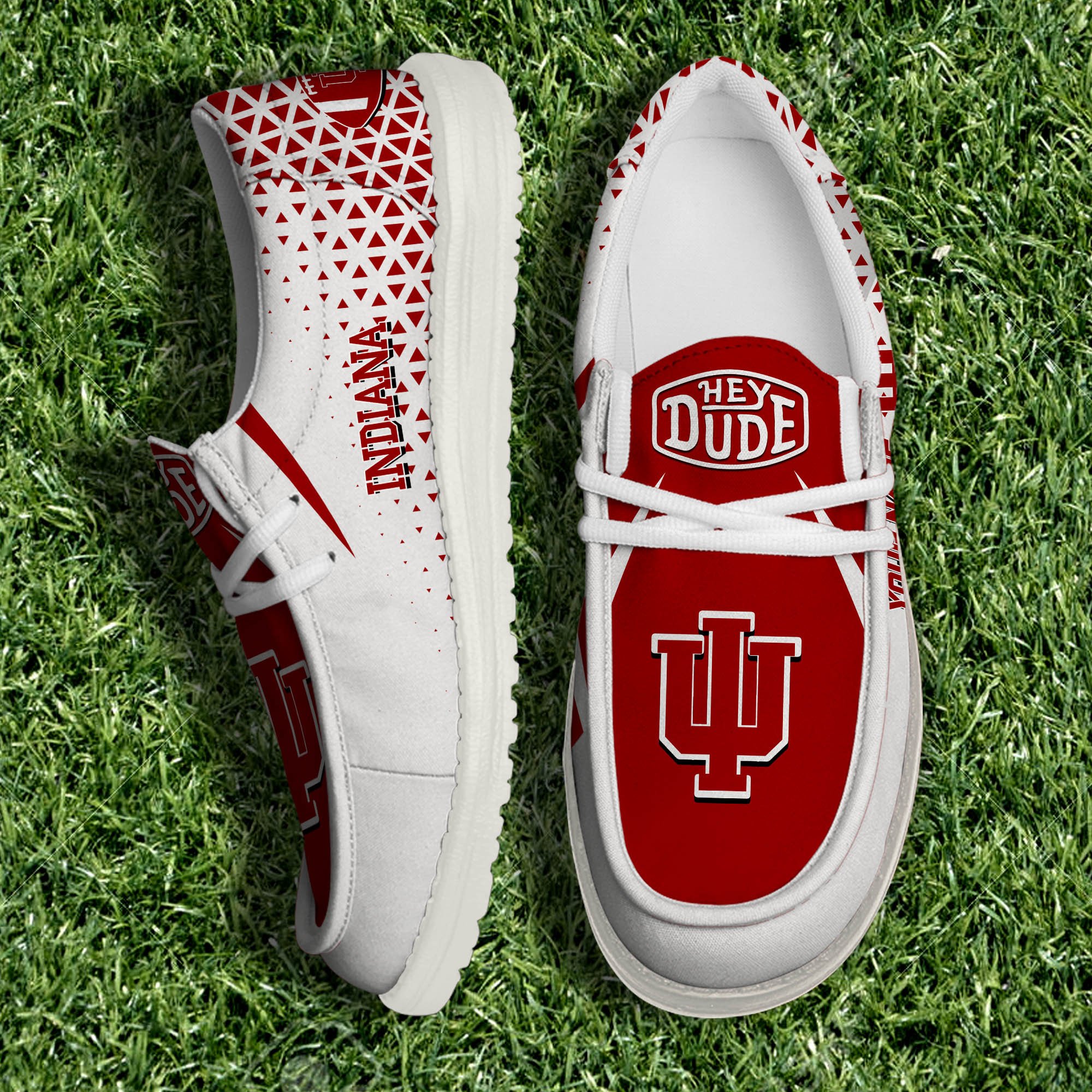 Indiana Hoosiers White Canvas Loafer Shoes Personalized Your Name, Sport Shoes For Fan, Sport Gifts ETHY-61033