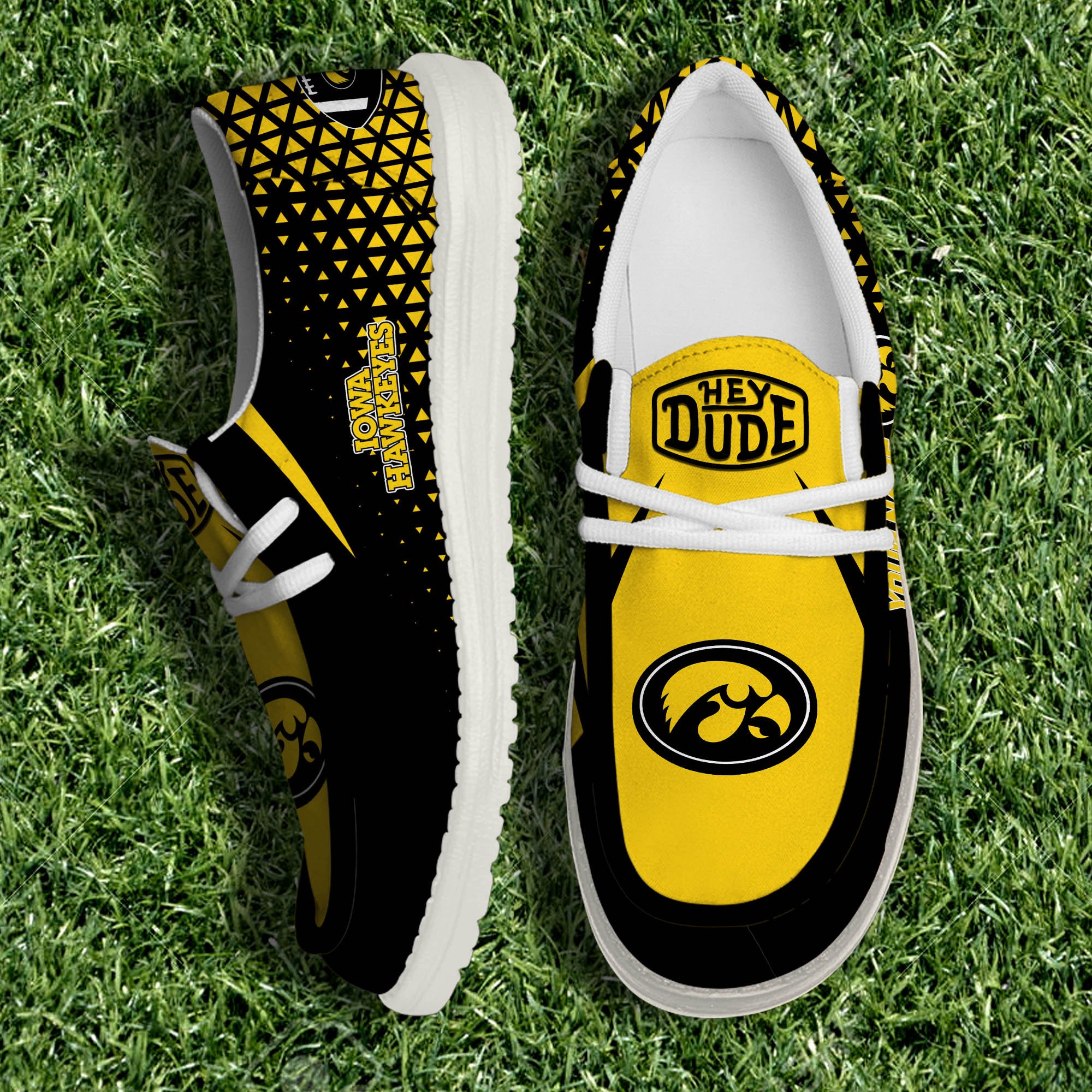 Iowa Hawkeyes White Canvas Loafer Shoes Personalized Your Name, Sport Shoes For Fan, Sport Gifts ETHY-61033