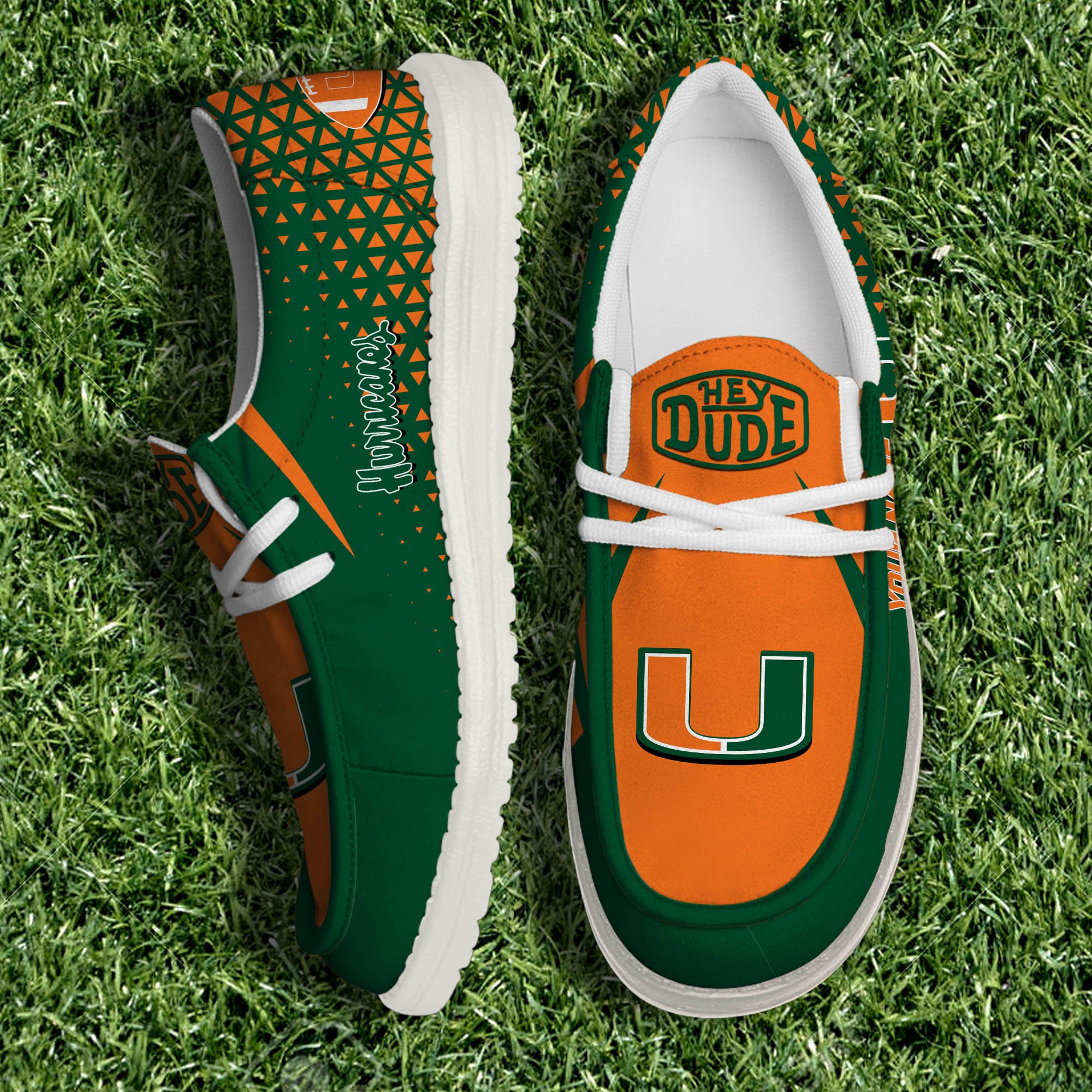 Miami Hurricanes White Canvas Loafer Shoes Personalized Your Name, Sport Shoes For Fan, Sport Gifts ETHY-61033