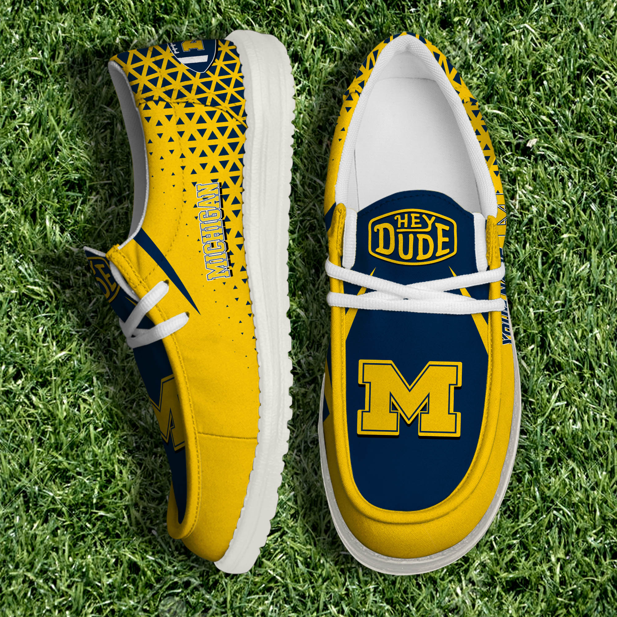 Michigan Wolverines White Canvas Loafer Shoes Personalized Your Name, Sport Shoes For Fan, Sport Gifts ETHY-61033