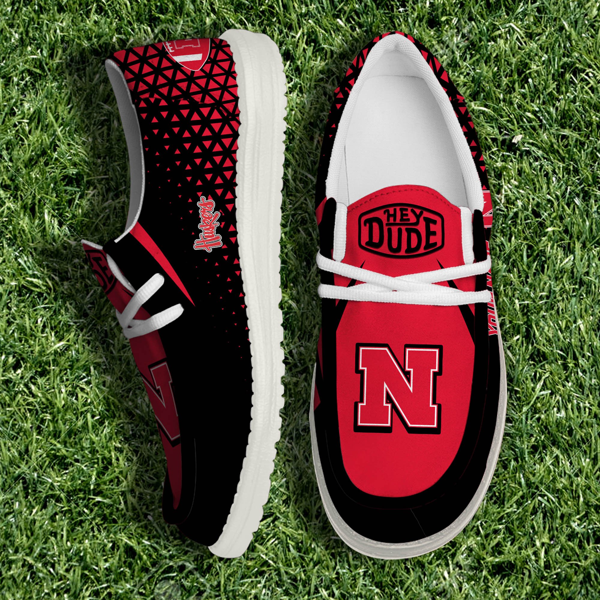 Nebraska Cornhuskers White Canvas Loafer Shoes Personalized Your Name, Sport Shoes For Fan, Sport Gifts ETHY-61033