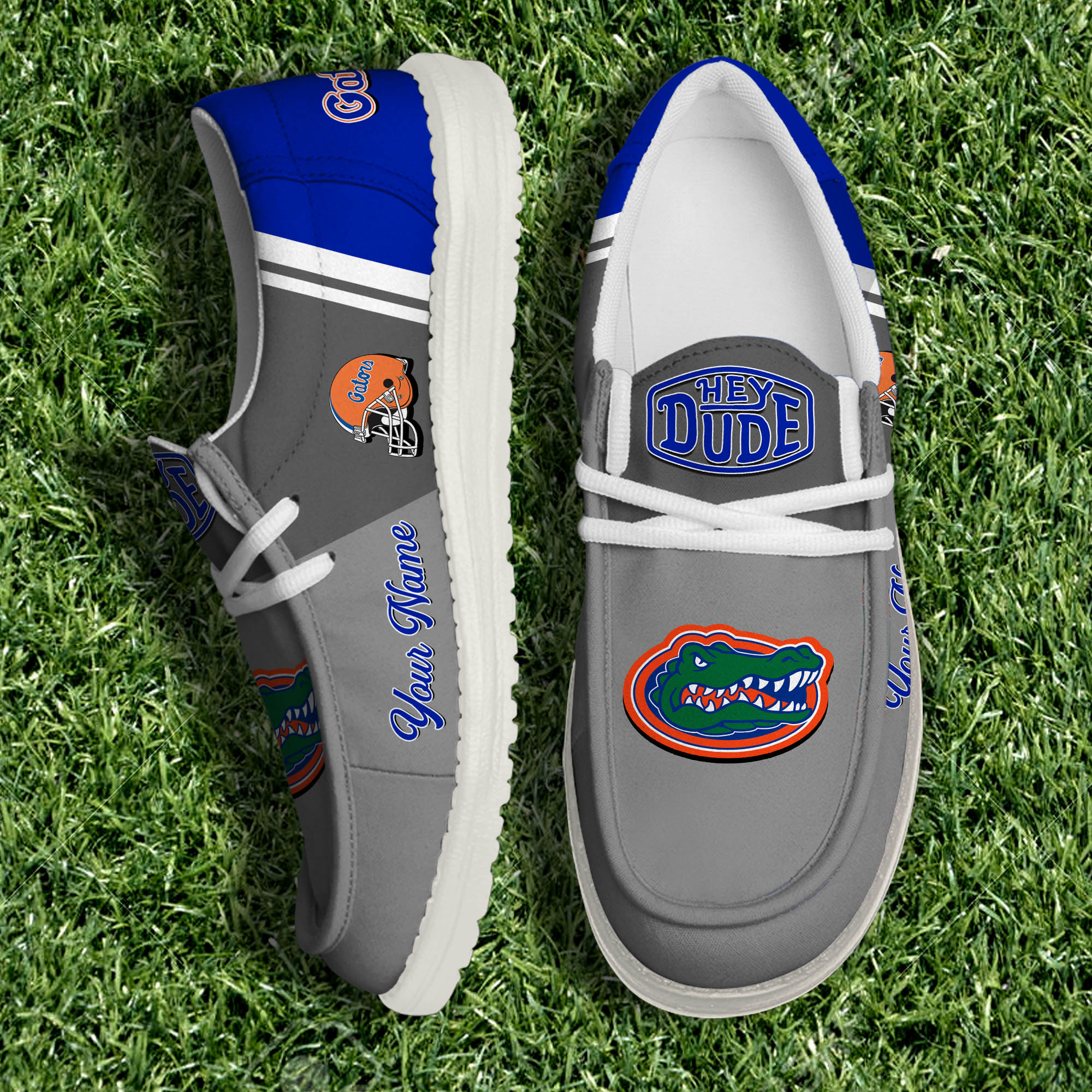 Florida Gators White Canvas Loafer Shoes Personalized Your Name, Football Team Shoes, Gifts For Fan ETHY-61035