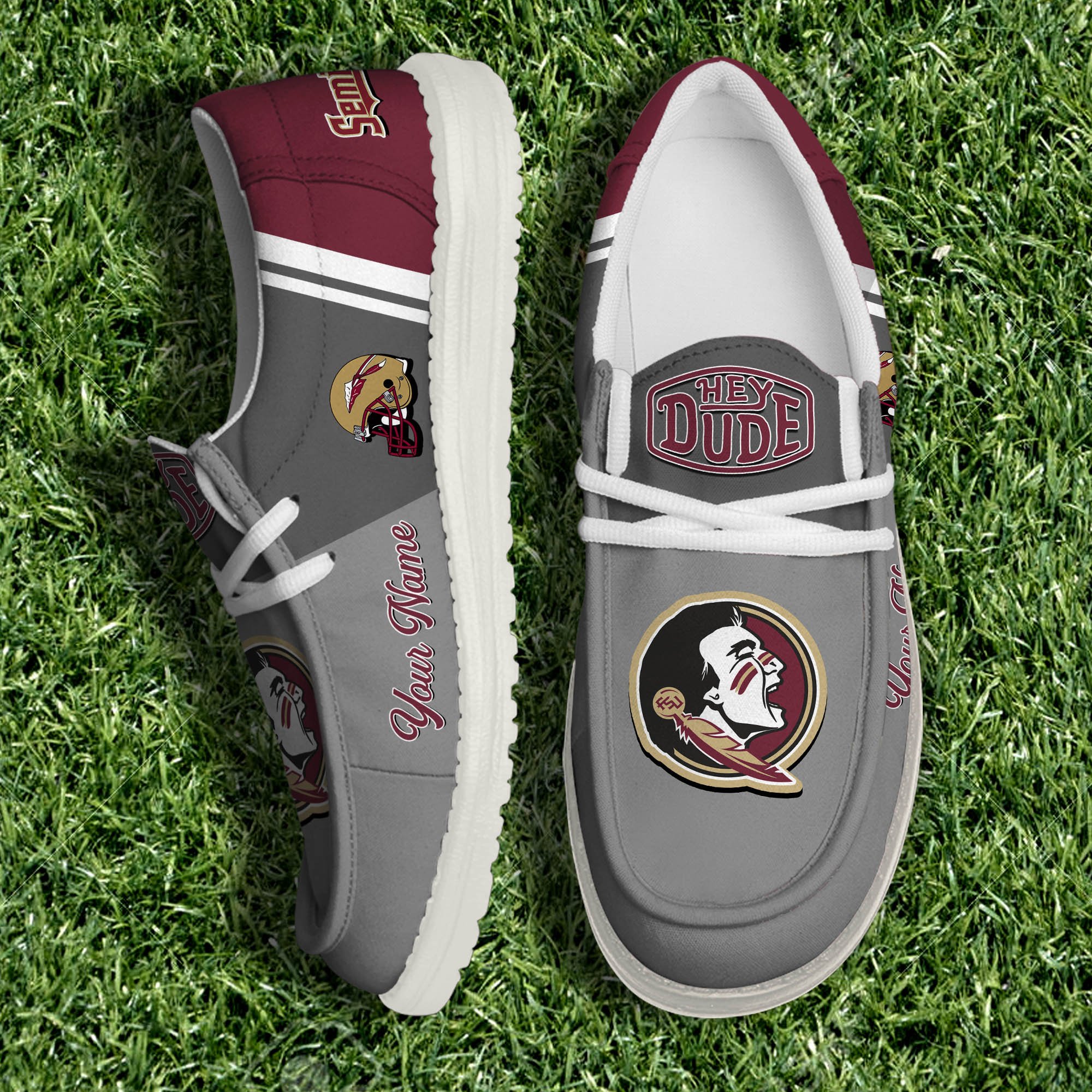 Florida State Seminoles White Canvas Loafer Shoes Personalized Your Name, Football Team Shoes, Gifts For Fan ETHY-61035