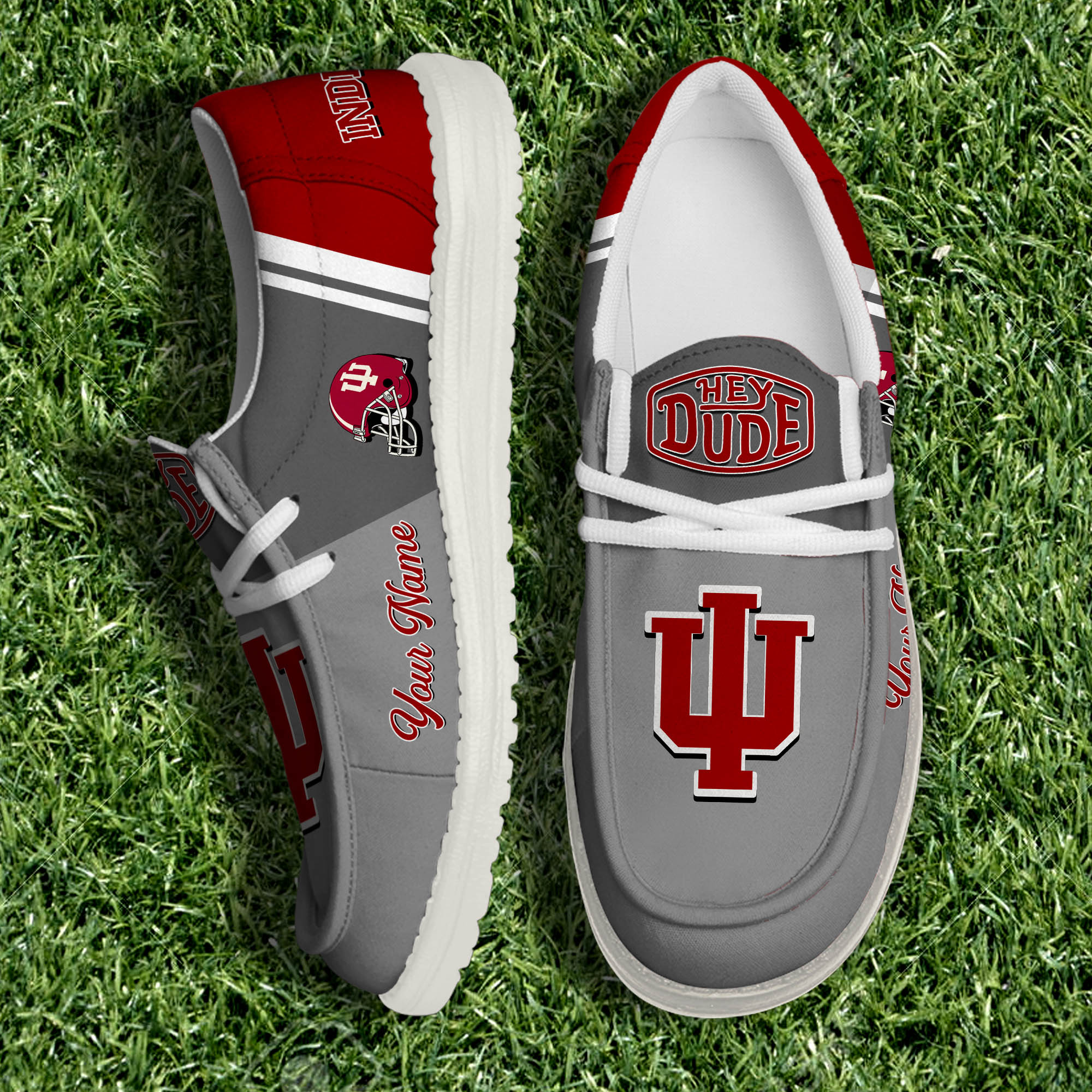 Indiana Hoosiers White Canvas Loafer Shoes Personalized Your Name, Football Team Shoes, Gifts For Fan ETHY-61035