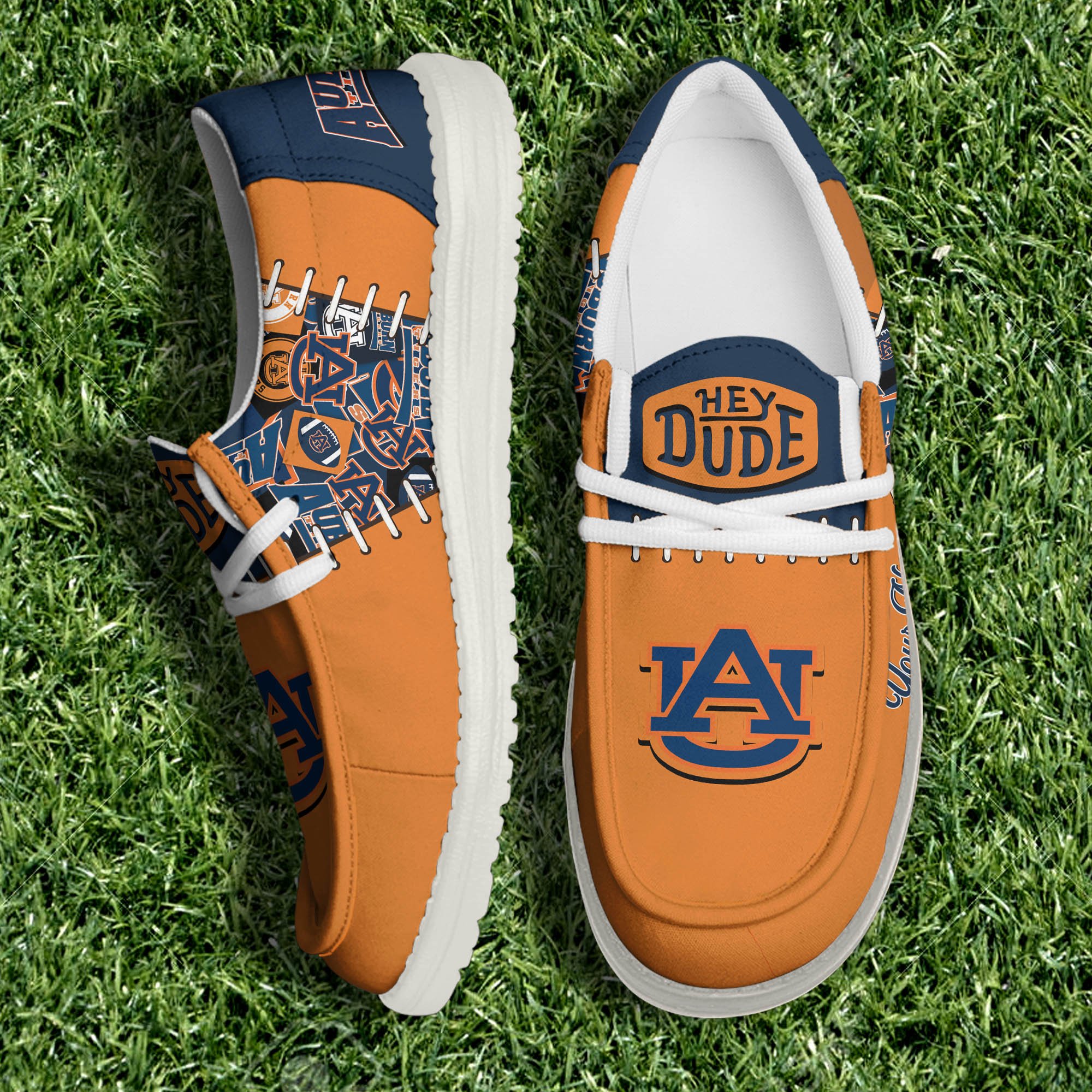 Auburn Tigers White Canvas Loafer Shoes Personalized Your Name, Shoes For Sport Lovers, Sport Gifts ETHY-61057