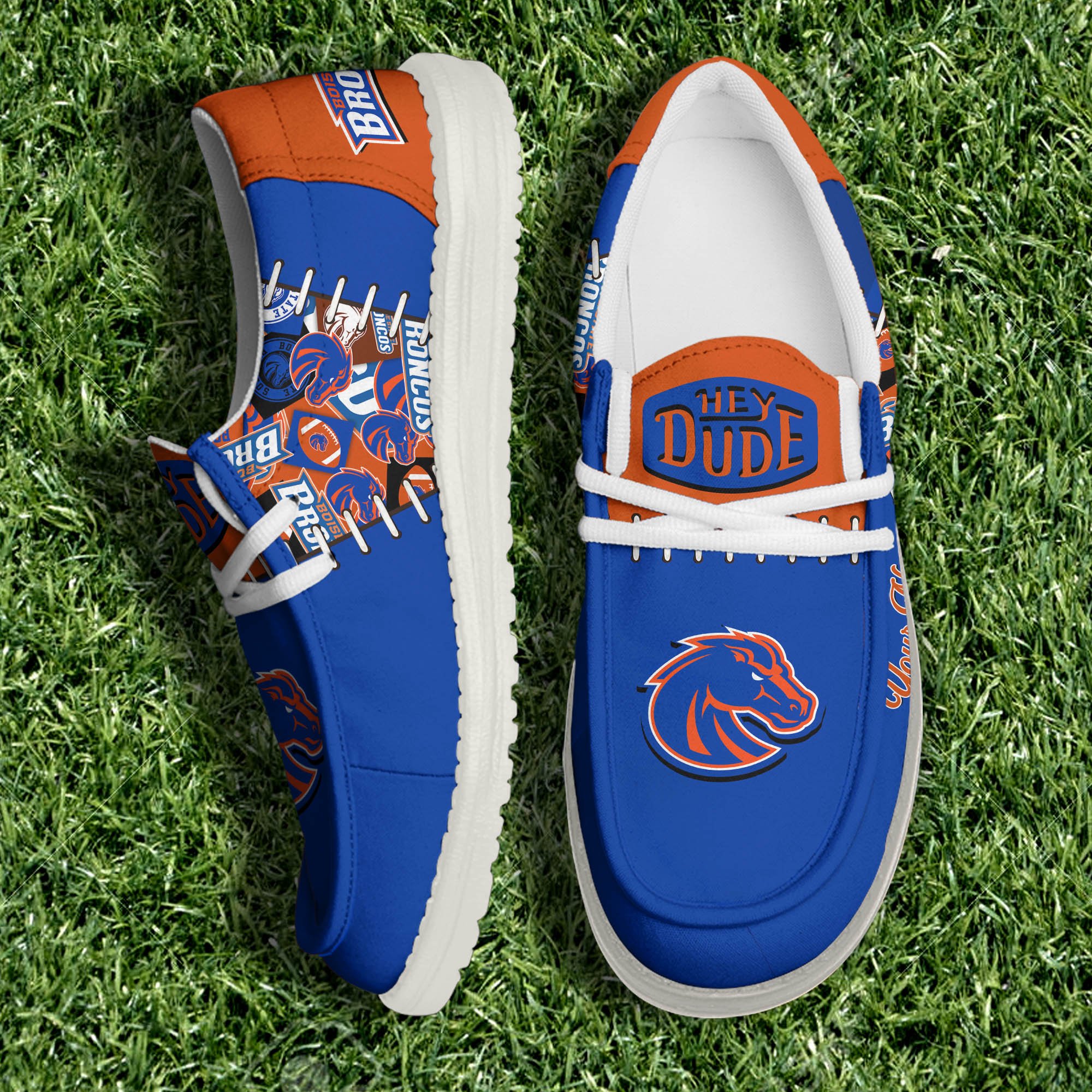 Boise State Broncos White Canvas Loafer Shoes Personalized Your Name, Shoes For Sport Lovers, Sport Gifts ETHY-61057