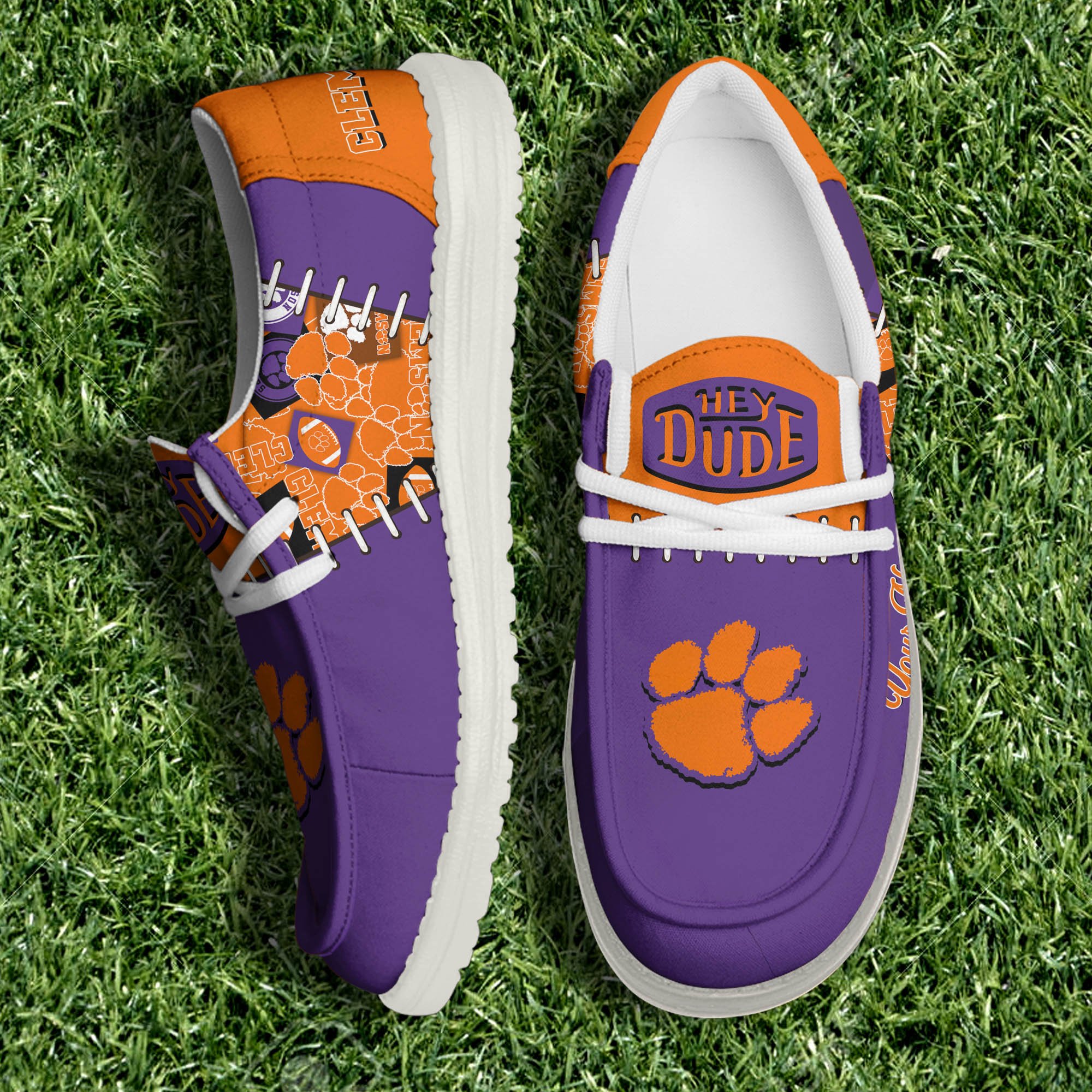 Clemson Tigers White Canvas Loafer Shoes Personalized Your Name, Shoes For Sport Lovers, Sport Gifts ETHY-61057