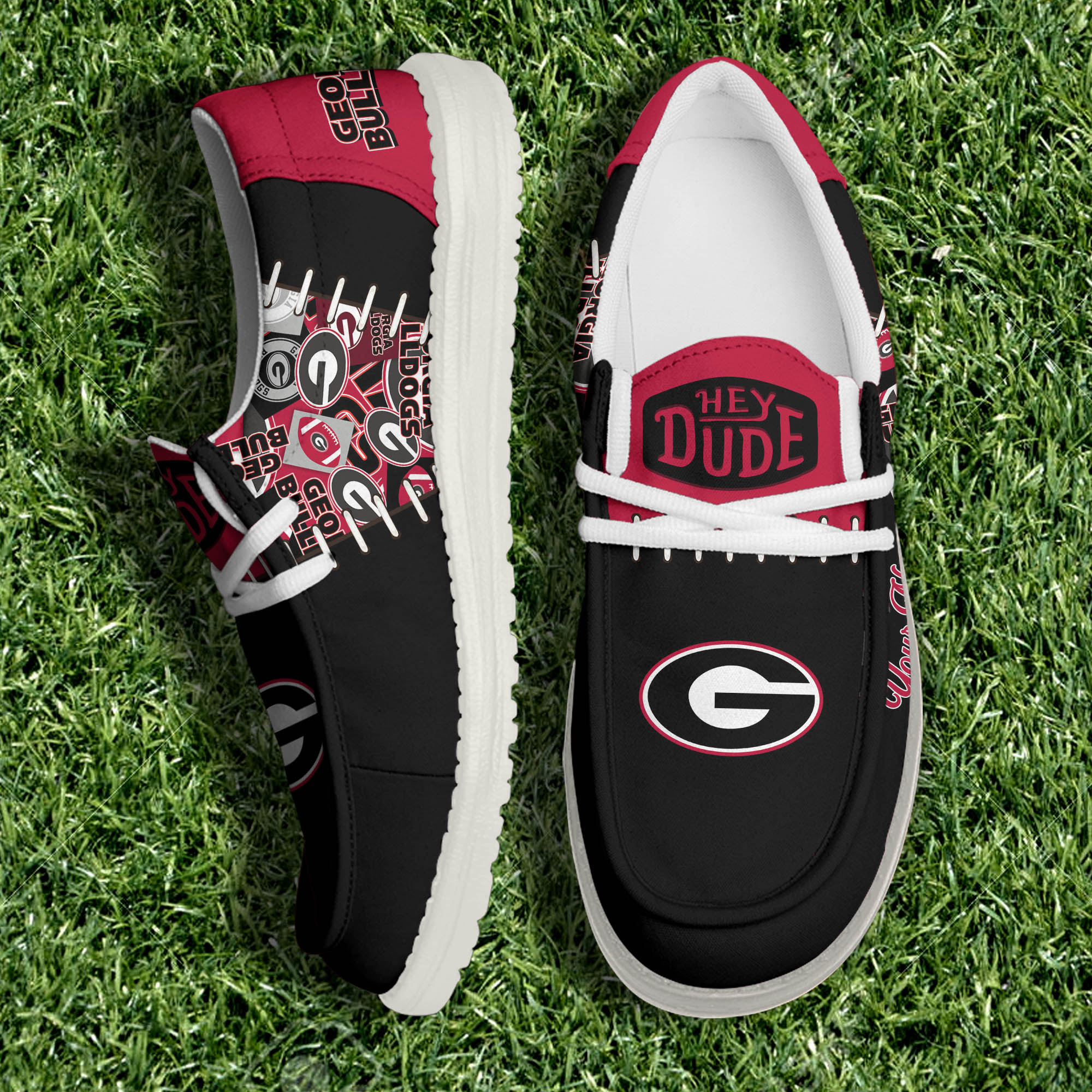 Georgia Bulldogs White Canvas Loafer Shoes Personalized Your Name, Shoes For Sport Lovers, Sport Gifts ETHY-61057