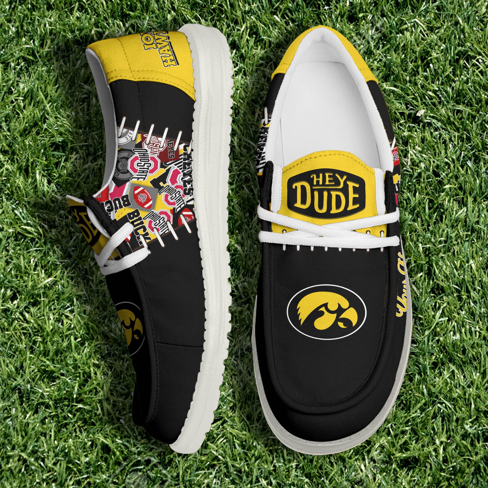 Iowa Hawkeyes White Canvas Loafer Shoes Personalized Your Name, Shoes For Sport Lovers, Sport Gifts ETHY-61057